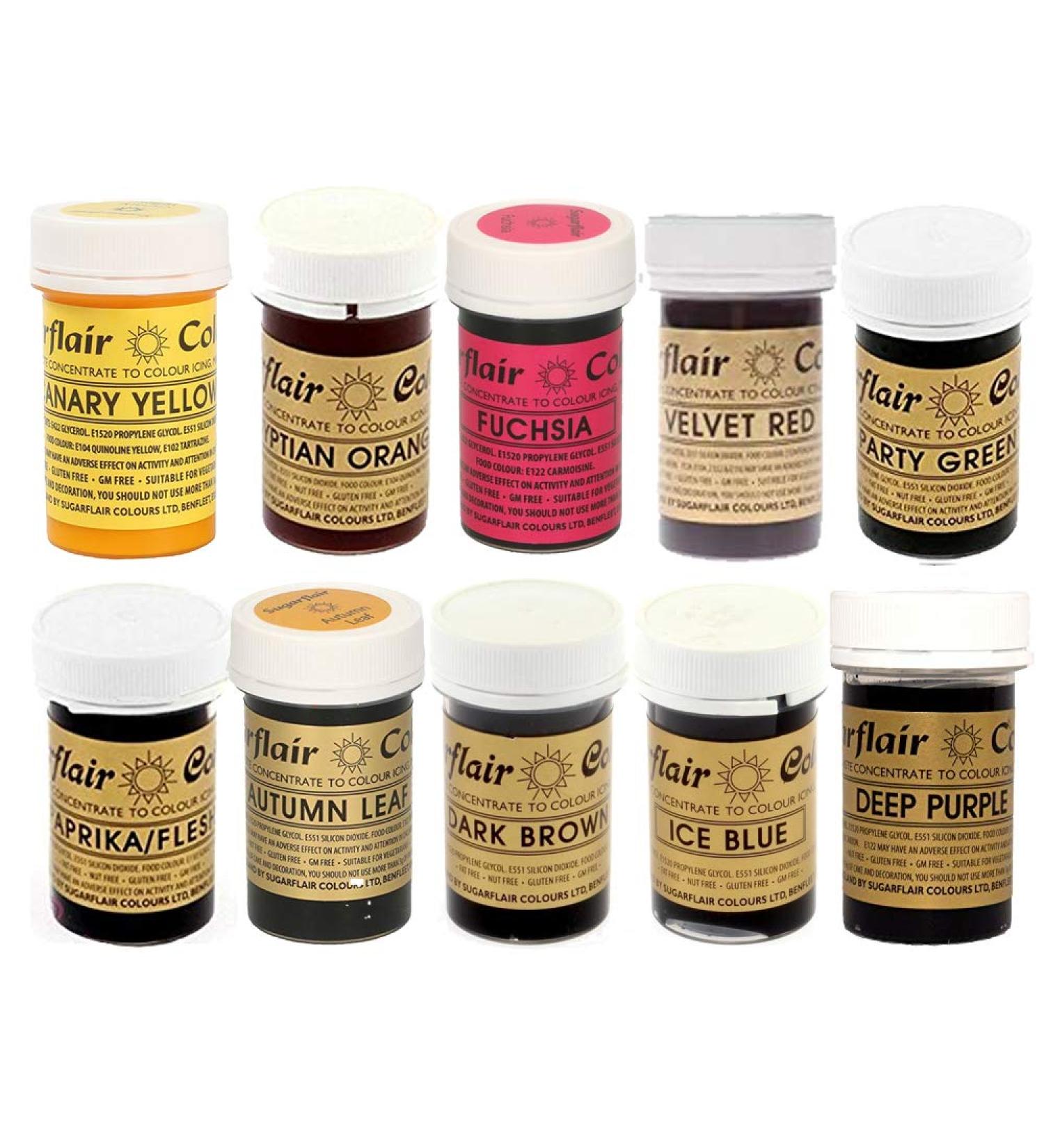 Sugarflair Set No 2 Set of 10 Food Colours -Spectral Food Colours Selected by Art of Cake (10x25g )x