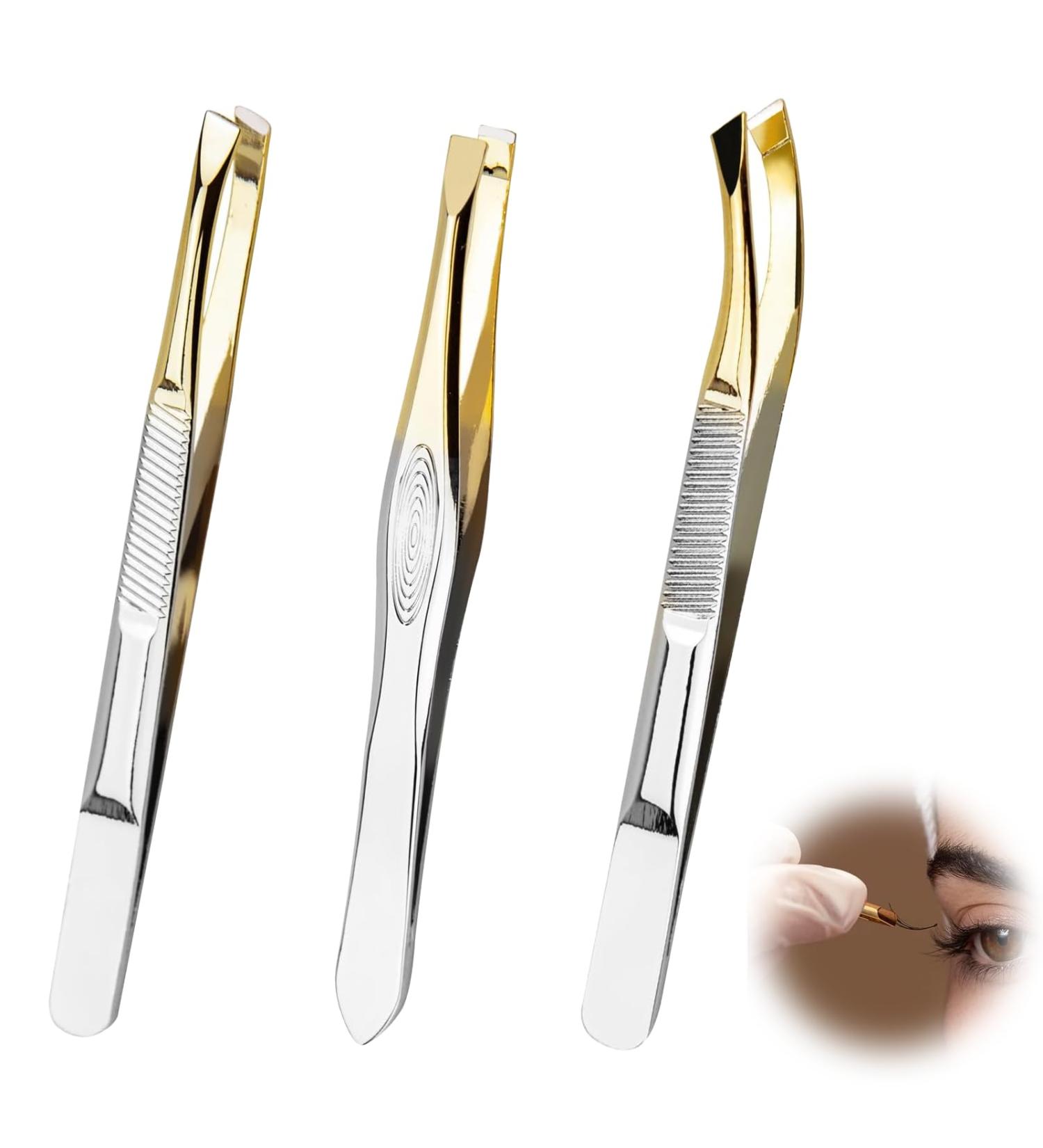Xumann 3pc Professional Eyebrow Tweezers Set for Women - Slanted Tweezer for Facial Hair Removal - Buy Online on SooperMarket.com