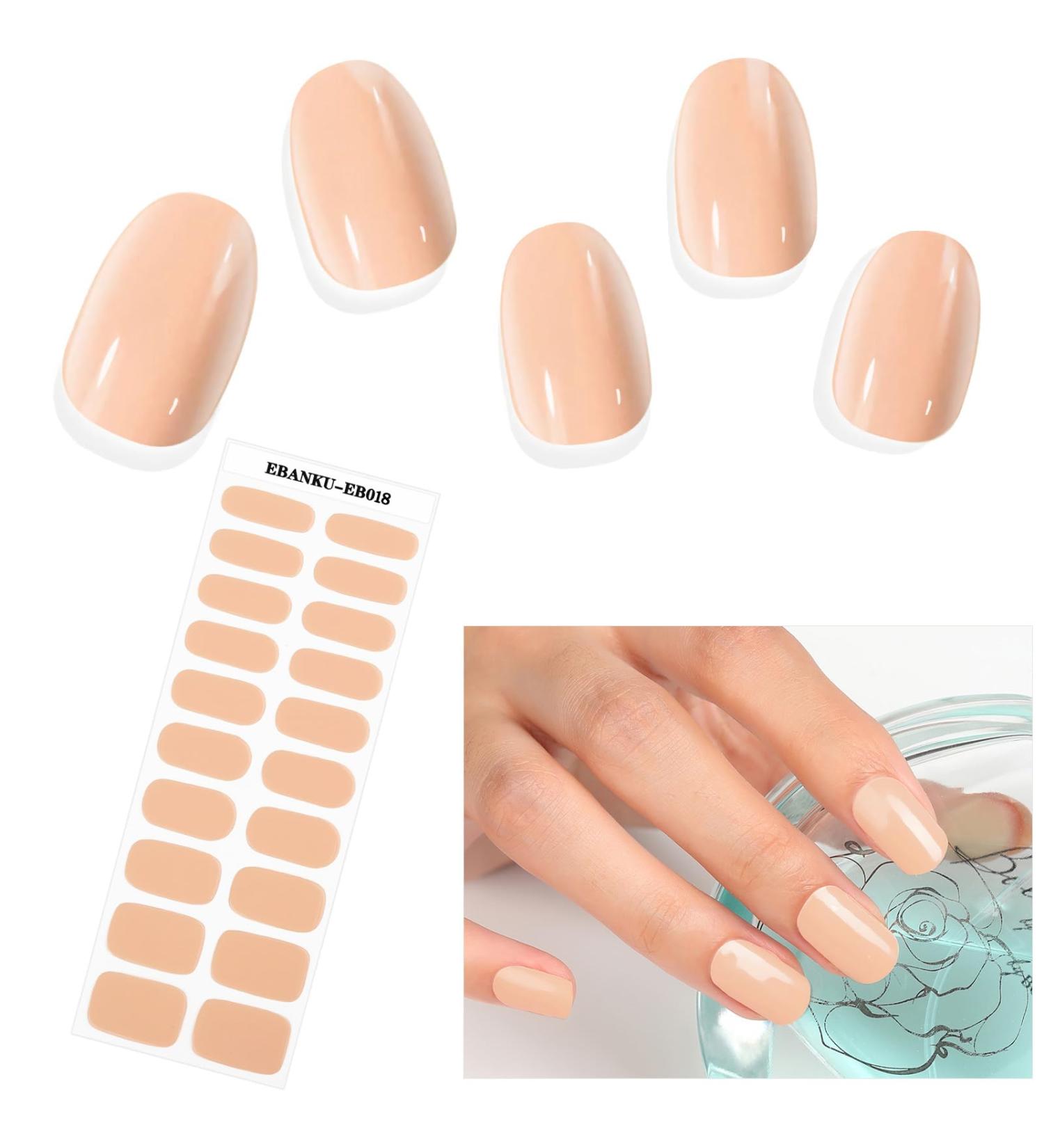 Ebanku 20pcs UV Gel Nail Film - Nude Pink Self-Adhesive Nail Stickers & Foil with Nail File for Women & Girls - Perfect for Nail Decoration - Buy Online on SooperMarket.com