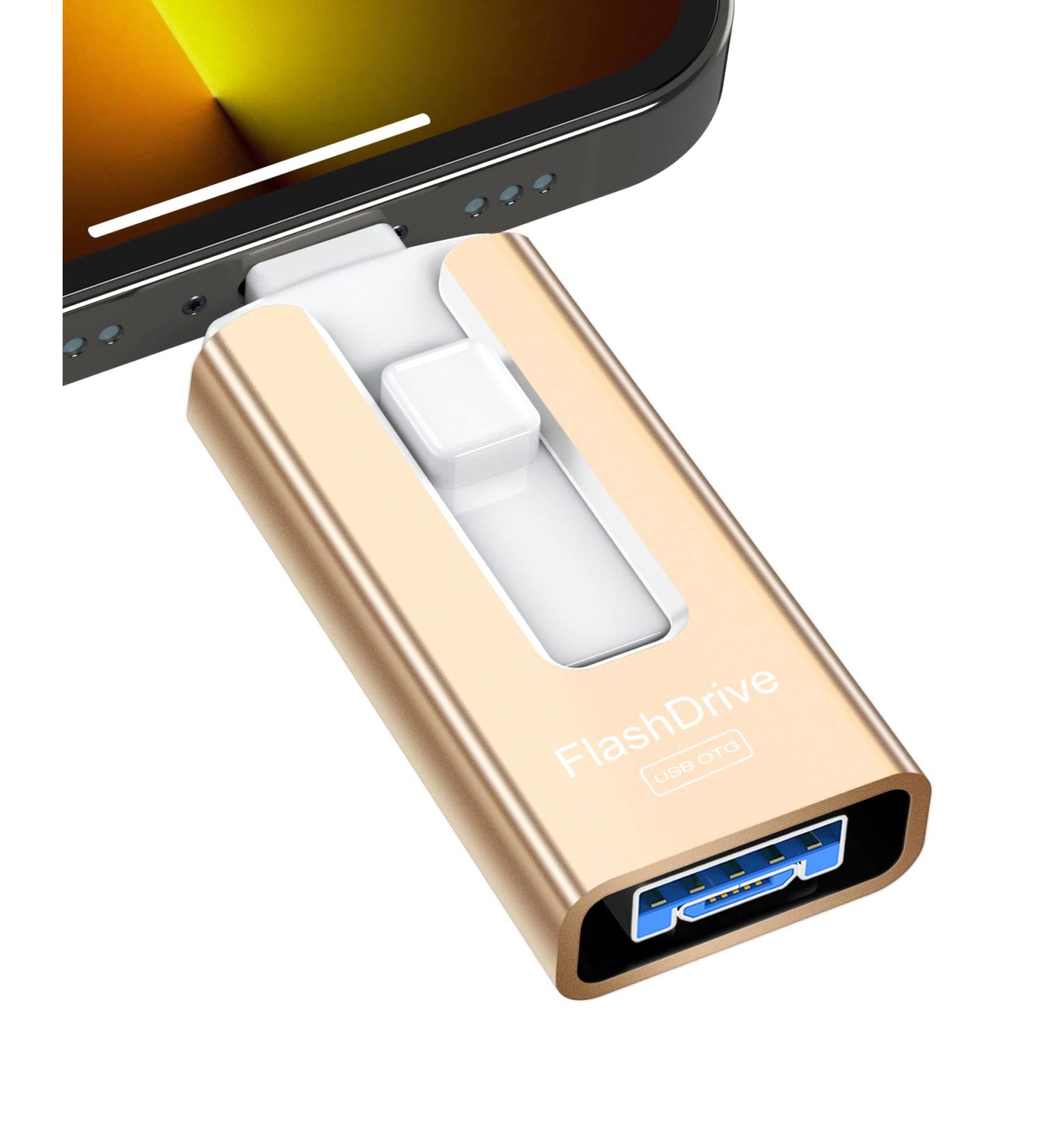 Sunany 256GB USB Flash Drive - High Speed External Thumb Drive for Phone & Pad - Photo Stick for More Photos & Videos - Gold - Buy Online on SooperMarket.com