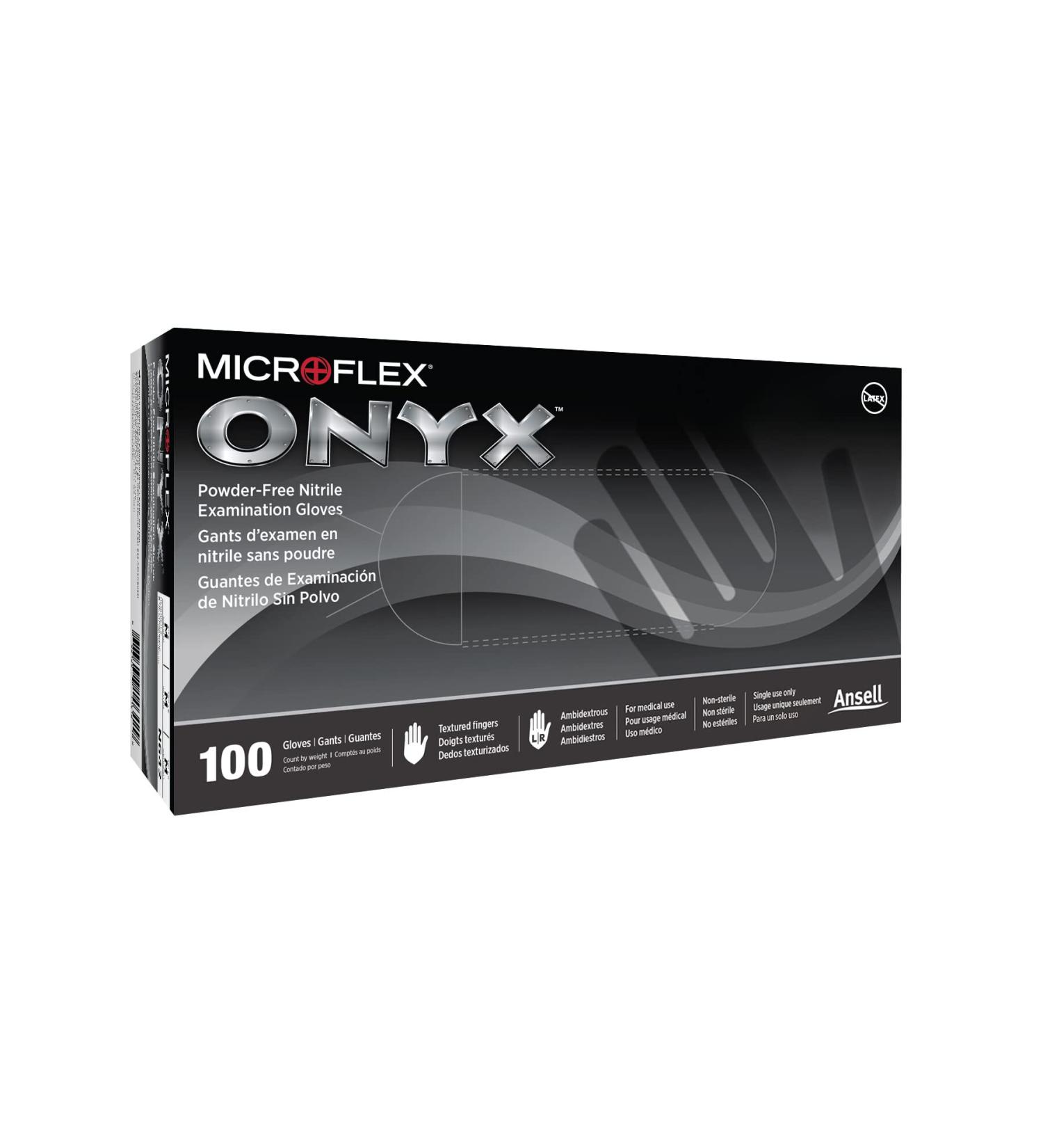 Microflex Onyx N64 Disposable Nitrile Exam Gloves - Medium Black (Box of 100) with Textured Fingertips for Automotive Metal Fabrication - Pack of 100 - Buy Online on SooperMarket.com