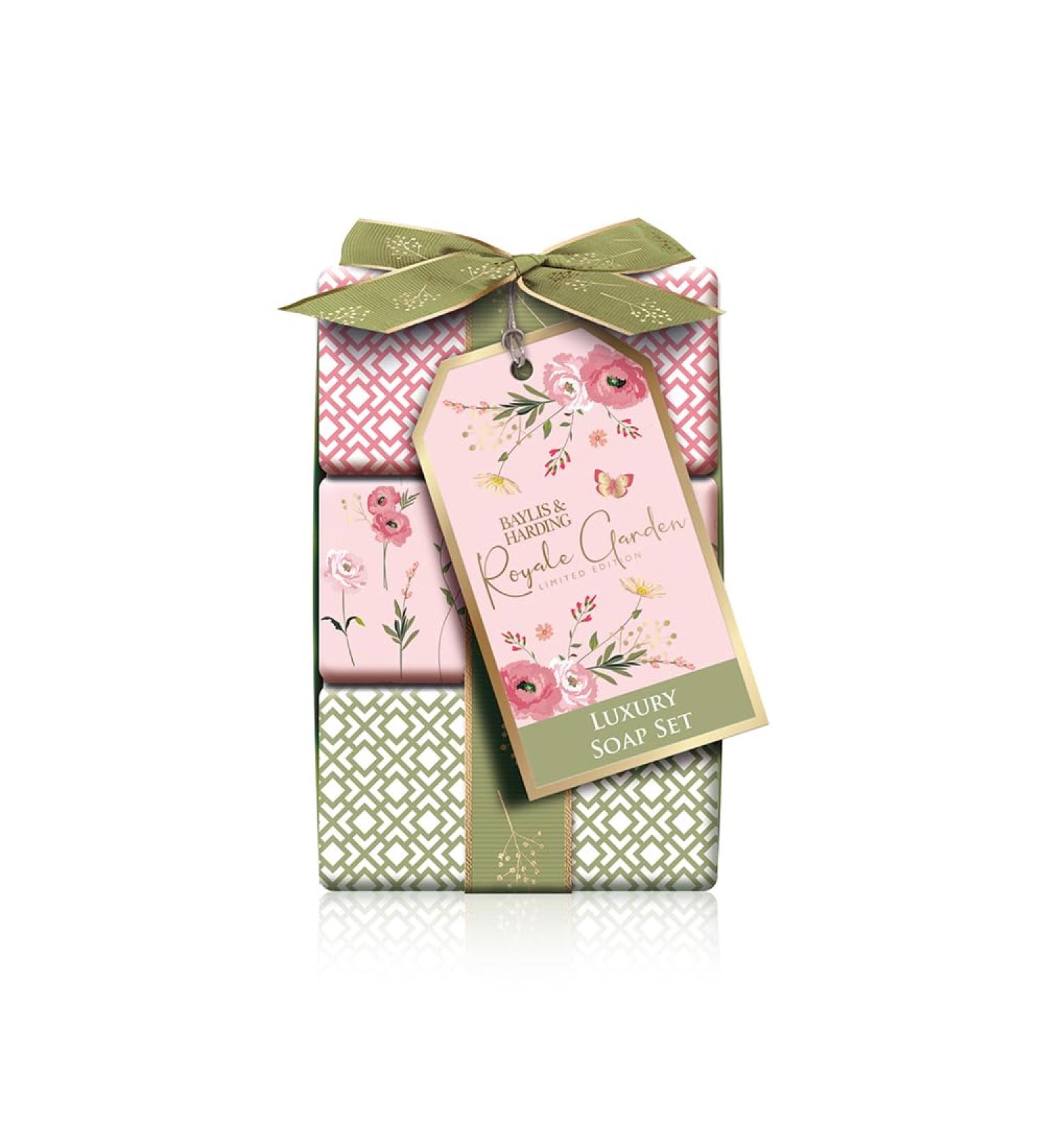 Baylis & Harding Royale Garden Rose Poppy & Vanilla Luxury Wrapped Soaps Gift Set - Vegan Friendly - Buy Online on SooperMarket.com