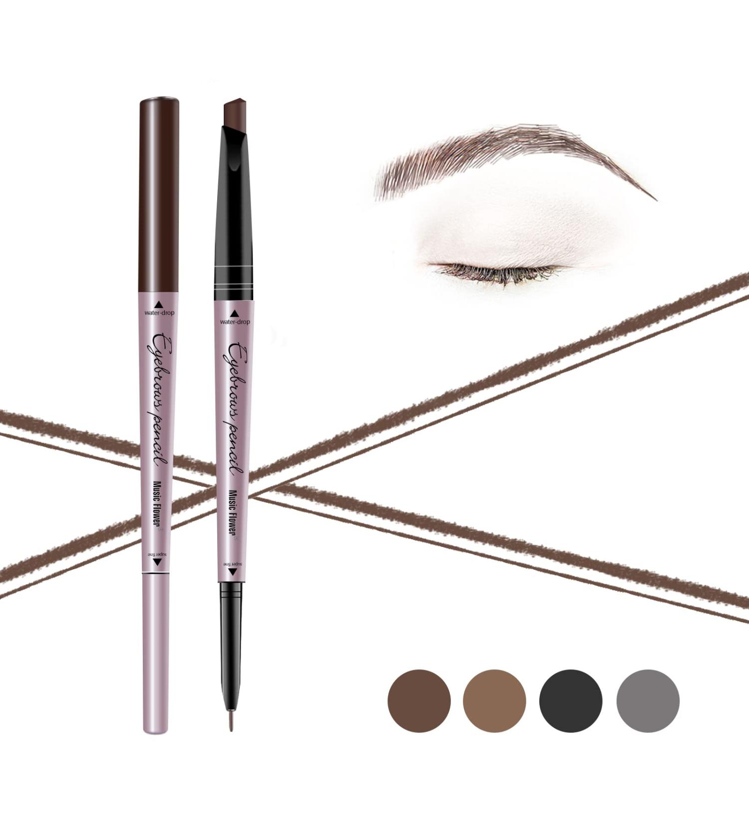 Music Flower Double Ended Waterproof Eyebrow Pencil - Smudgeproof & Long Lasting Dark Brown Brow Pen - Eye Makeup Essential - Buy Online on SooperMarket.com