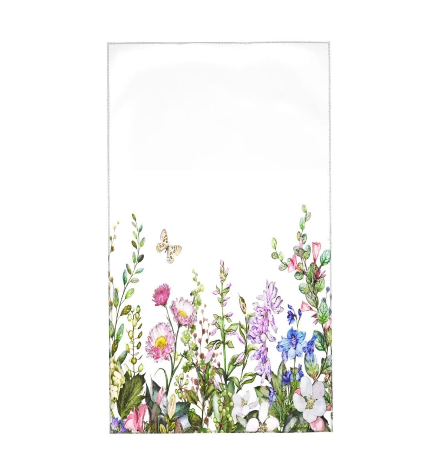 Watercolor Wildflower Leaves Fingertip Towel - Large Hand Towel for Bathroom, Kitchen & Spa (15.7x27.5 Inch) - Buy Online on SooperMarket.com