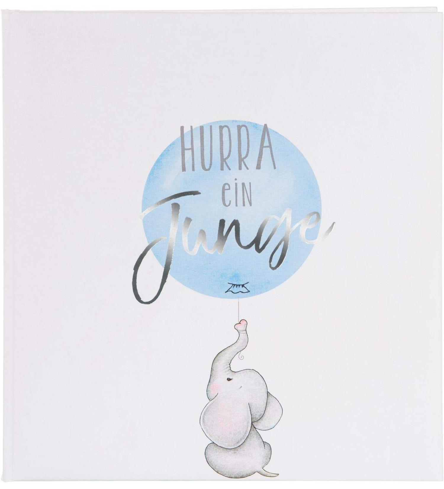 Goldbuch Baby Album Hurray - Child-Friendly Design with Silver Embossing 58 Blank Pages Illustrated Pages & Linen Cover - Blue Photo Album 30x31 cm - Buy Online on SooperMarket.com