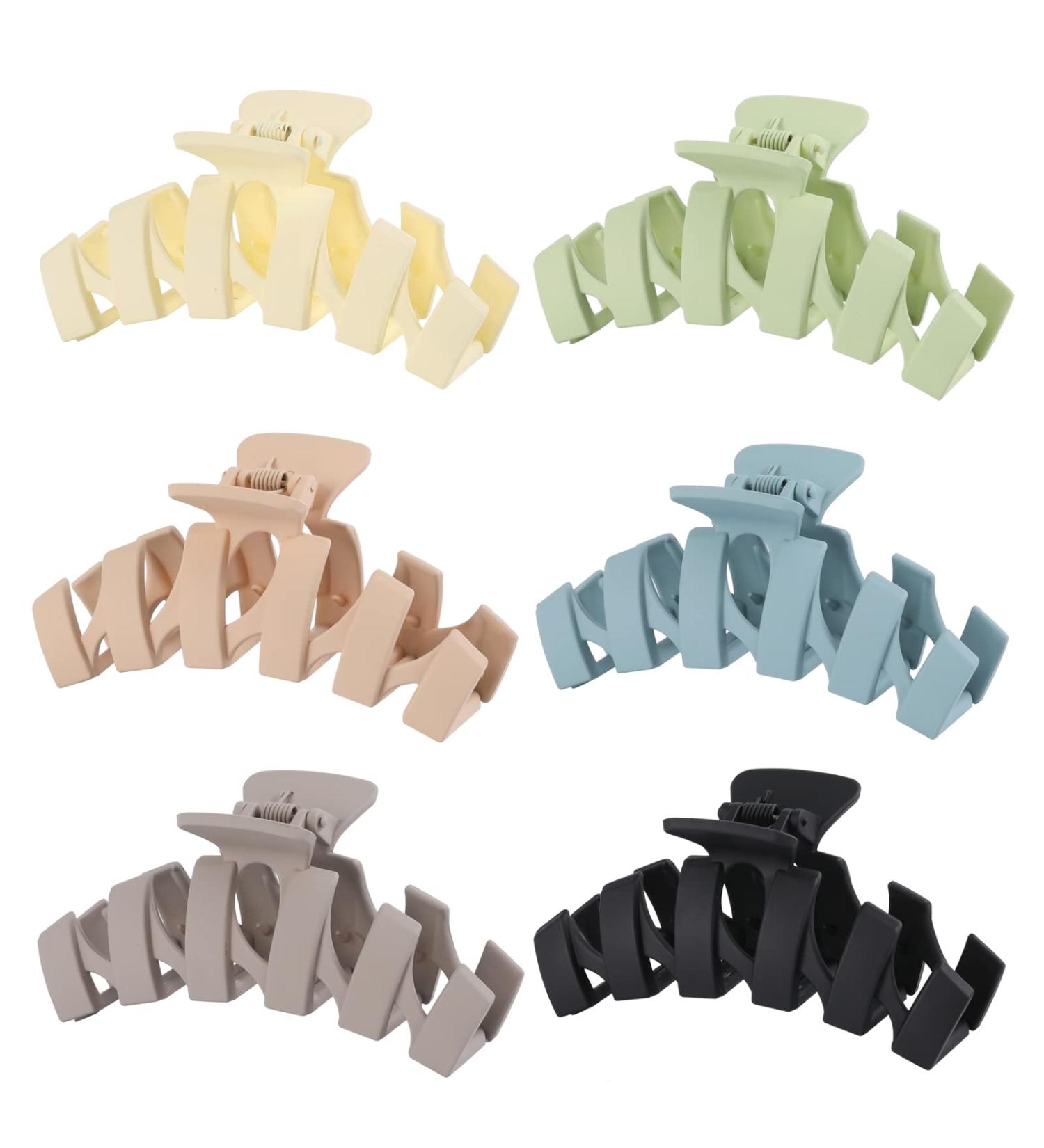 6 PCS Strong Hold Matte Large Claw Hair Clips for Thick Hair - Neutral Non-Slip Hair Accessories for Men and Women - Modern and Cute Hair Clips for All Hairstyles - Buy Online on SooperMarket.com