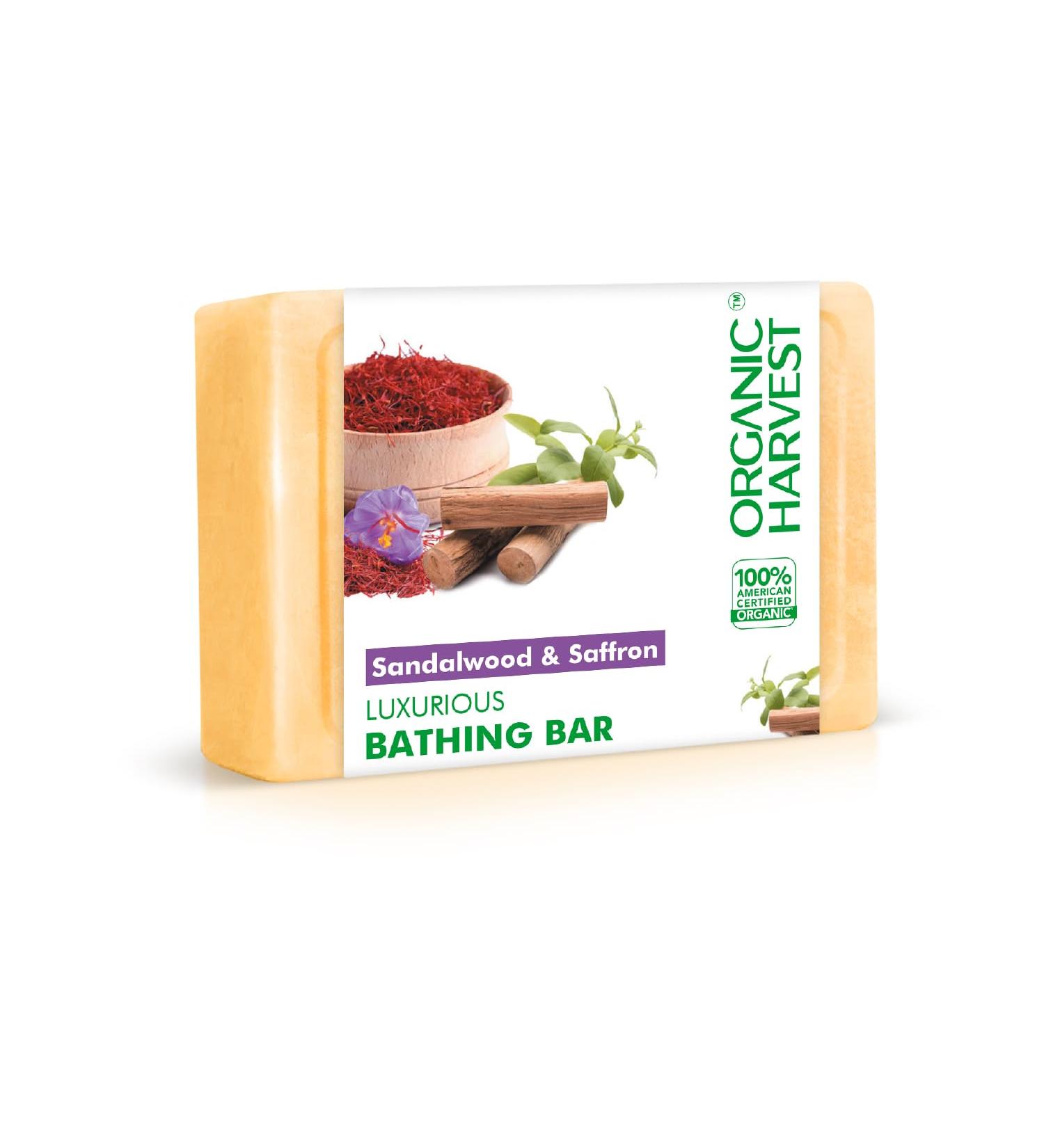 Luxurious Sandalwood & Saffron Bathing Bar Soap | 100% Organic Sulphate & Paraben-Free | Gentle Cleansing | International Shipping Available - Buy Online on SooperMarket.com