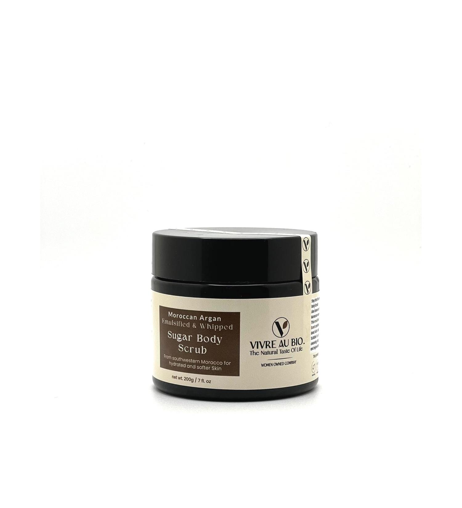 100% Natural Emulsified Sugar Body Scrub with Moroccan Argan - 200g | Made in Morocco Formulated in Sweden ISO & GMP Certified - Buy Online on SooperMarket.com