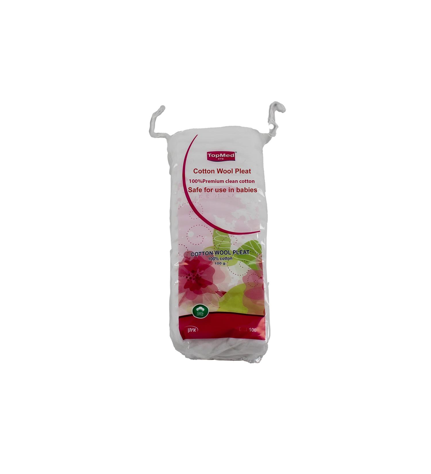 Top Med Cotton Wool Pleat 100G Pure Cotton. 1 Count