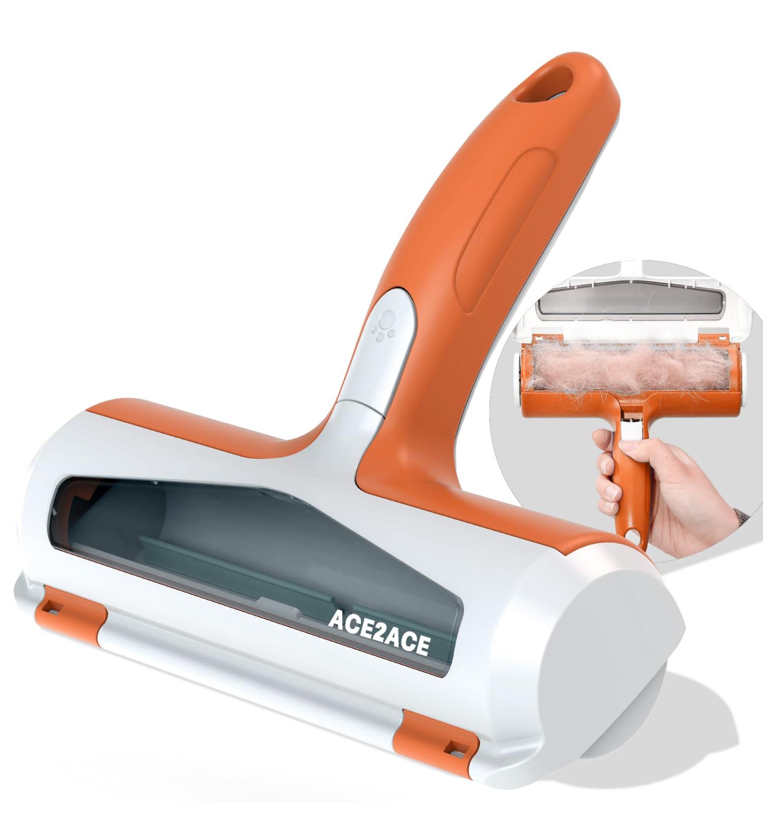 ACE2ACE Pet Hair Remover Dog and Cat Hair Removal Brush Reusable Lint Roller for Furniture Couch Rug and Bedding Orange - Buy Online on SooperMarket.com
