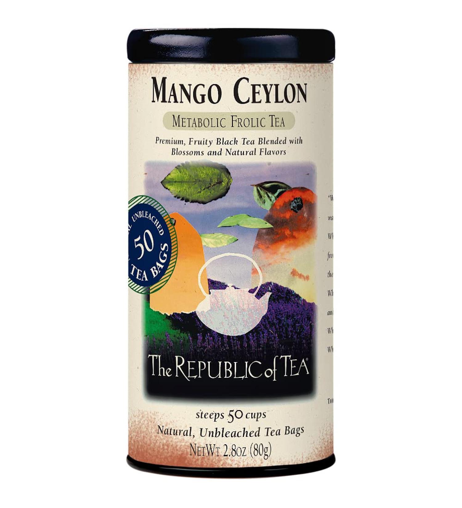 The Republic of Tea Mango Ceylon Black Tea Metabolic Frolic Tea 50 Tea Bag Tin - 50 Count - Buy Online on SooperMarket.com