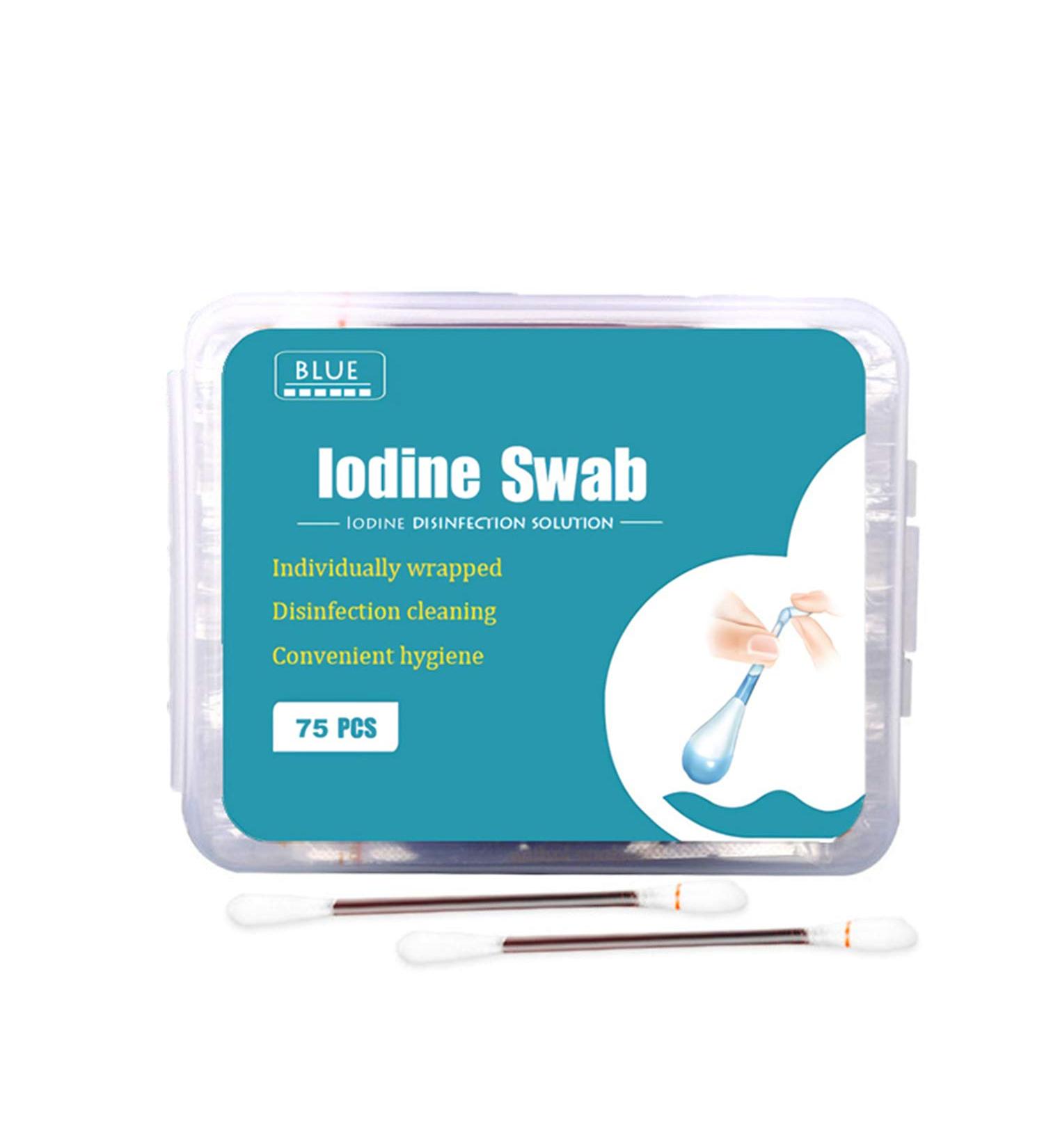 HUNWEY 75ct Disposable Iodine Cotton Swabs - Emergency Care Sanitary Buds for Women, Men, and Baby - Buy Online on SooperMarket.com