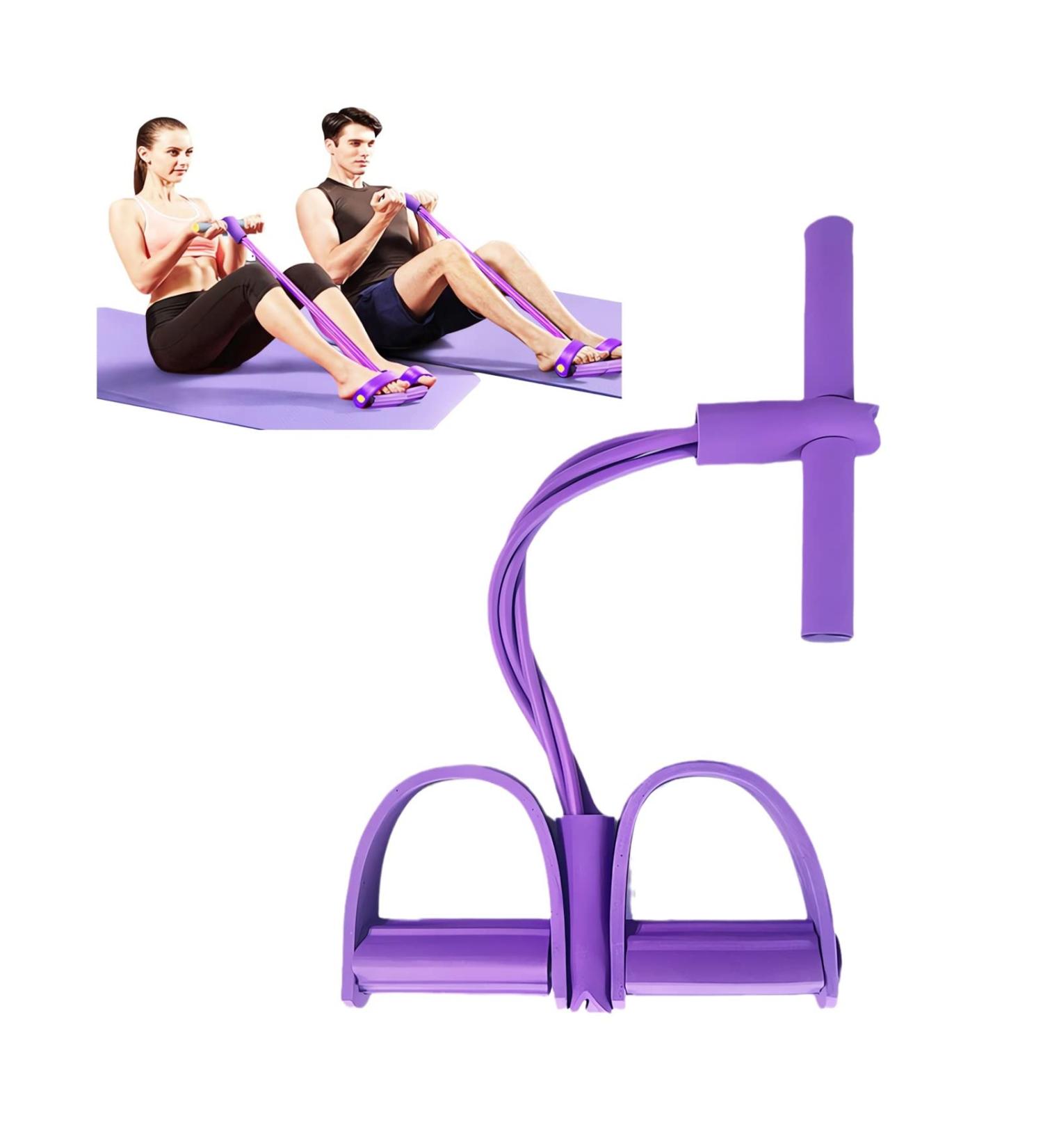 21 Fitness Resistance Bands - 4 Tube Pedal Ankle Puller - New Sit-Up & Stretch Rope with Handles for Arm Weight Exercises - Purple Workout Equipment 2023 - Buy Online on SooperMarket.com