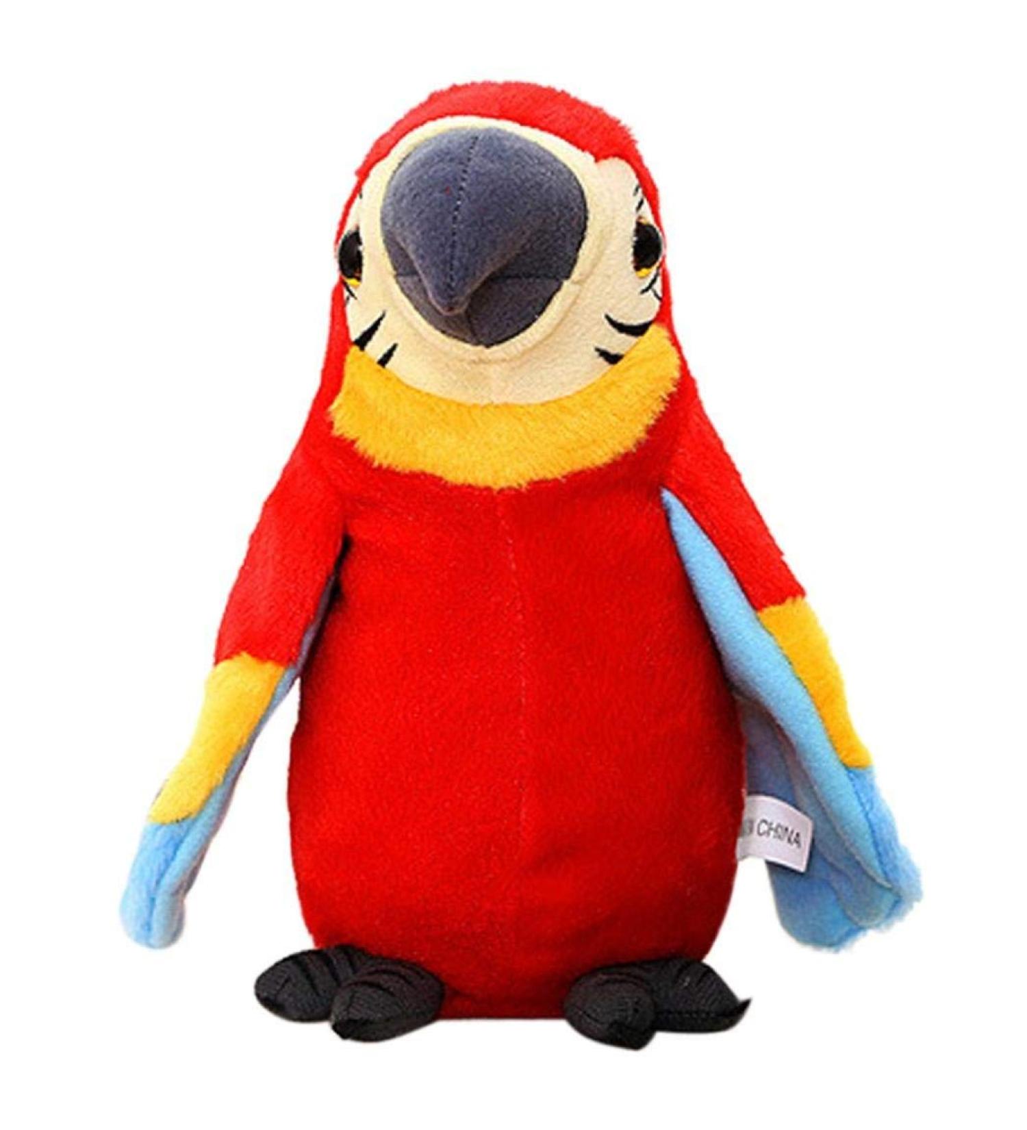 Moonlove Cute talking parrot toy record Interactive Plush toy repeat speaking parrot waving wings Funny plush bird toy for kids children Christmas Birthday Gift Classic Red