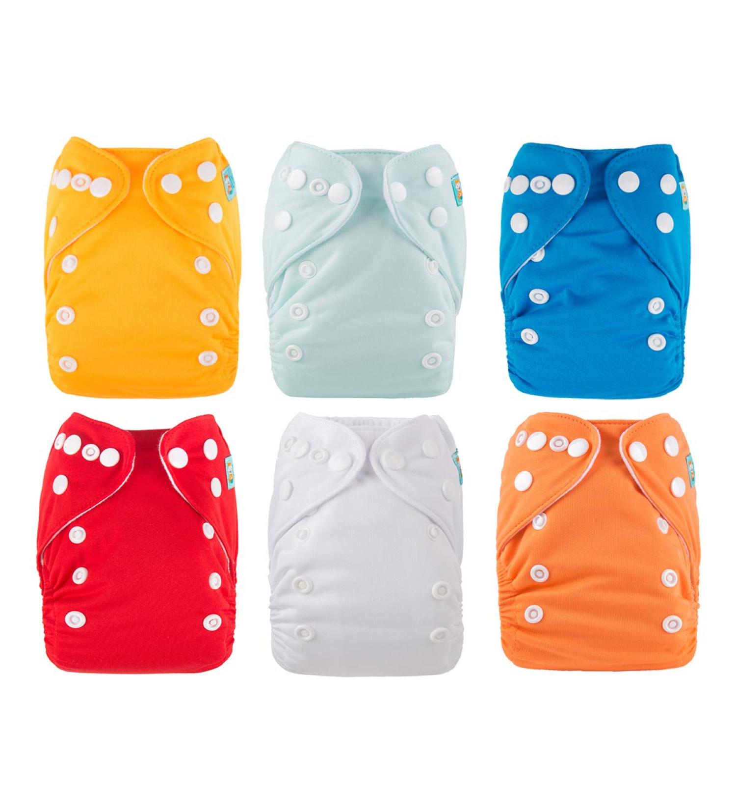ALVABABY Newborn Cloth Diapers 6pcs with 12 Insert - 6SVB03 Pure Color 03 - For Less Than 12 Pounds - Snaps Closure - Pack of 1 - Buy Online on SooperMarket.com