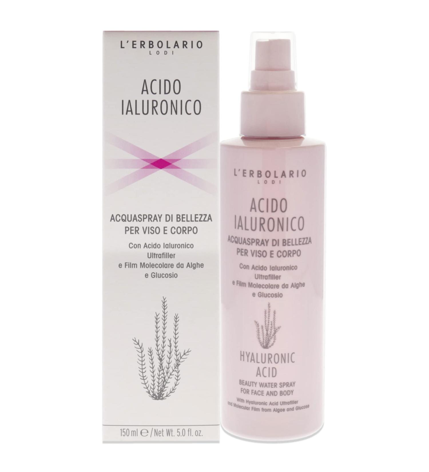 L Erbolario Hyaluronic Acid Beauty Water Spray for Face and Body - Face Mist and Body Moisturizer Spray - Skin Toner - With Coconut Pulp - 5 oz