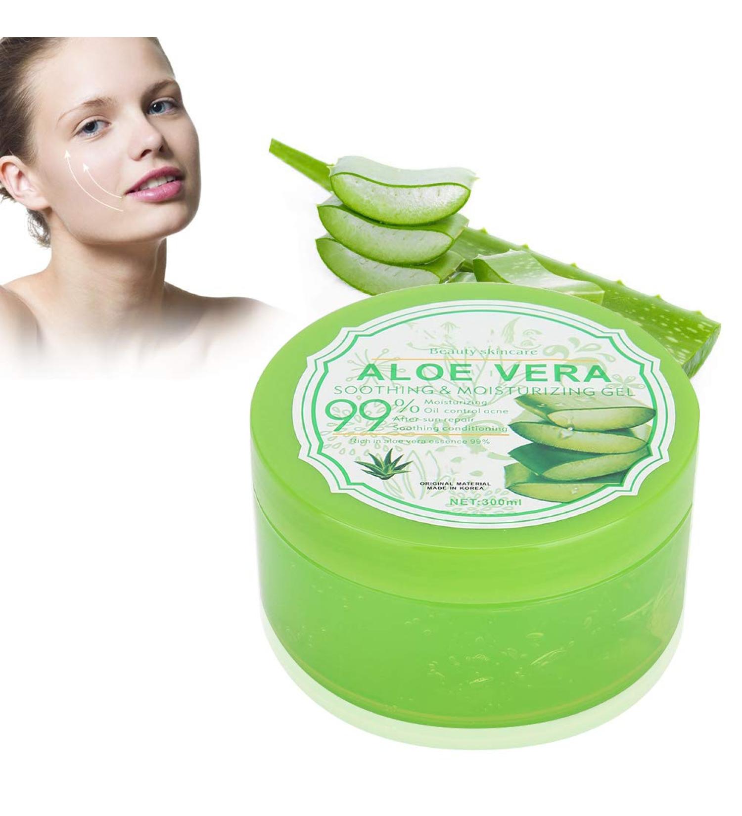Buy Organic Aloe Vera Gel 300g - Soothing Moisture Cream for Sunburn & Dry Sensitive Skin - Ideal for Face & Body - Buy Online on SooperMarket.com