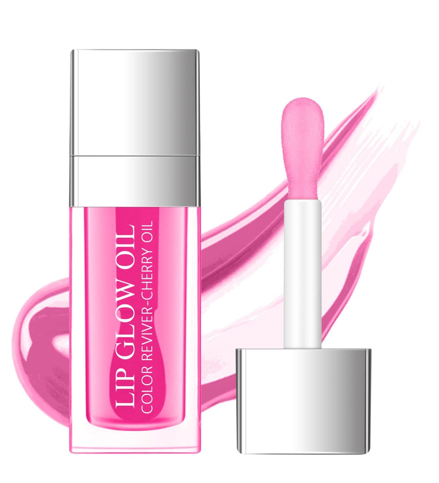 Cherry Tinted Hydrating Lip Glow Oil Gloss - Non-Sticky, Long Lasting, Nourishing Moisturizing Plumping Lip Balm - Buy Online on SooperMarket.com