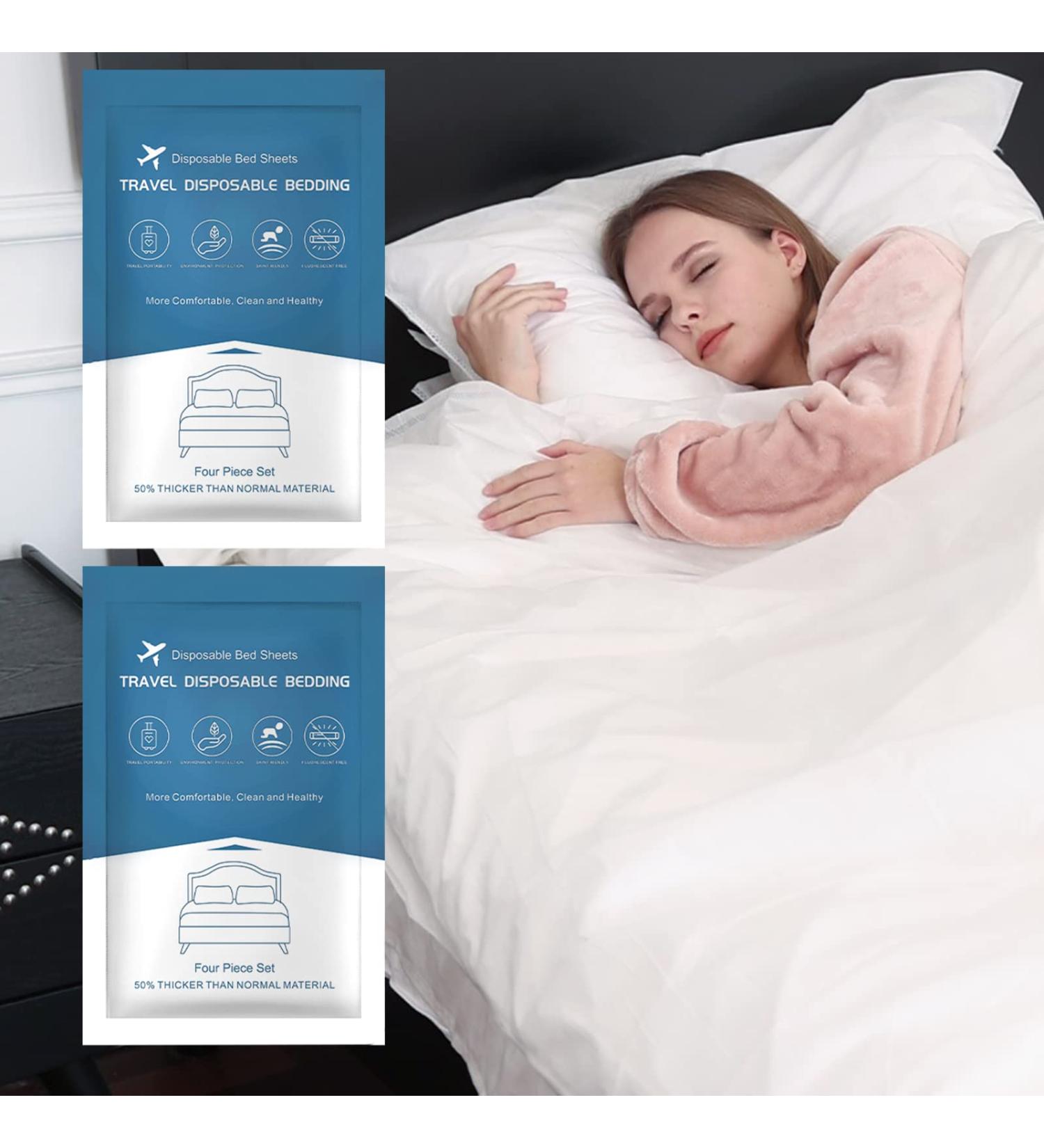 OTITYAN 2 Pack Disposable Travel Bedding Set - Ideal for Hotel, Business Trip & Hospital - Includes Sheets, Quilt Cover & Pillowcase - Buy Online on SooperMarket.com