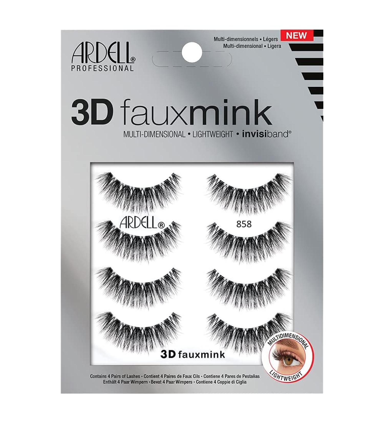 Ardell 3D Faux Mink Lashes 858 - 4 Pairs | Lightweight, Dramatic Volume | Cruelty-Free - Buy Online on SooperMarket.com