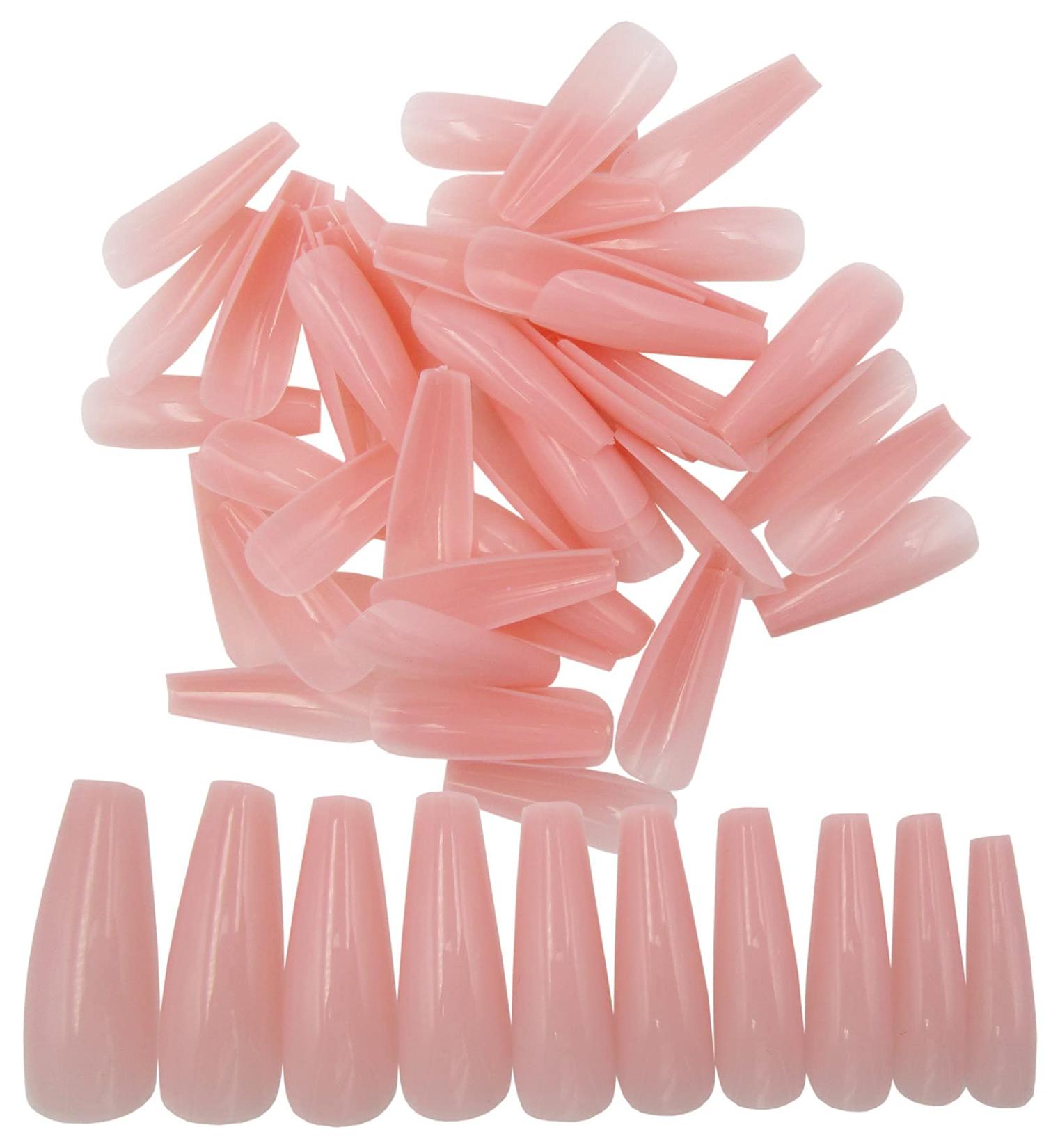500pc Nude Pink Press on Coffin Nails - Acrylic Nail Art Tips for Women & Girls - Buy Online on SooperMarket.com