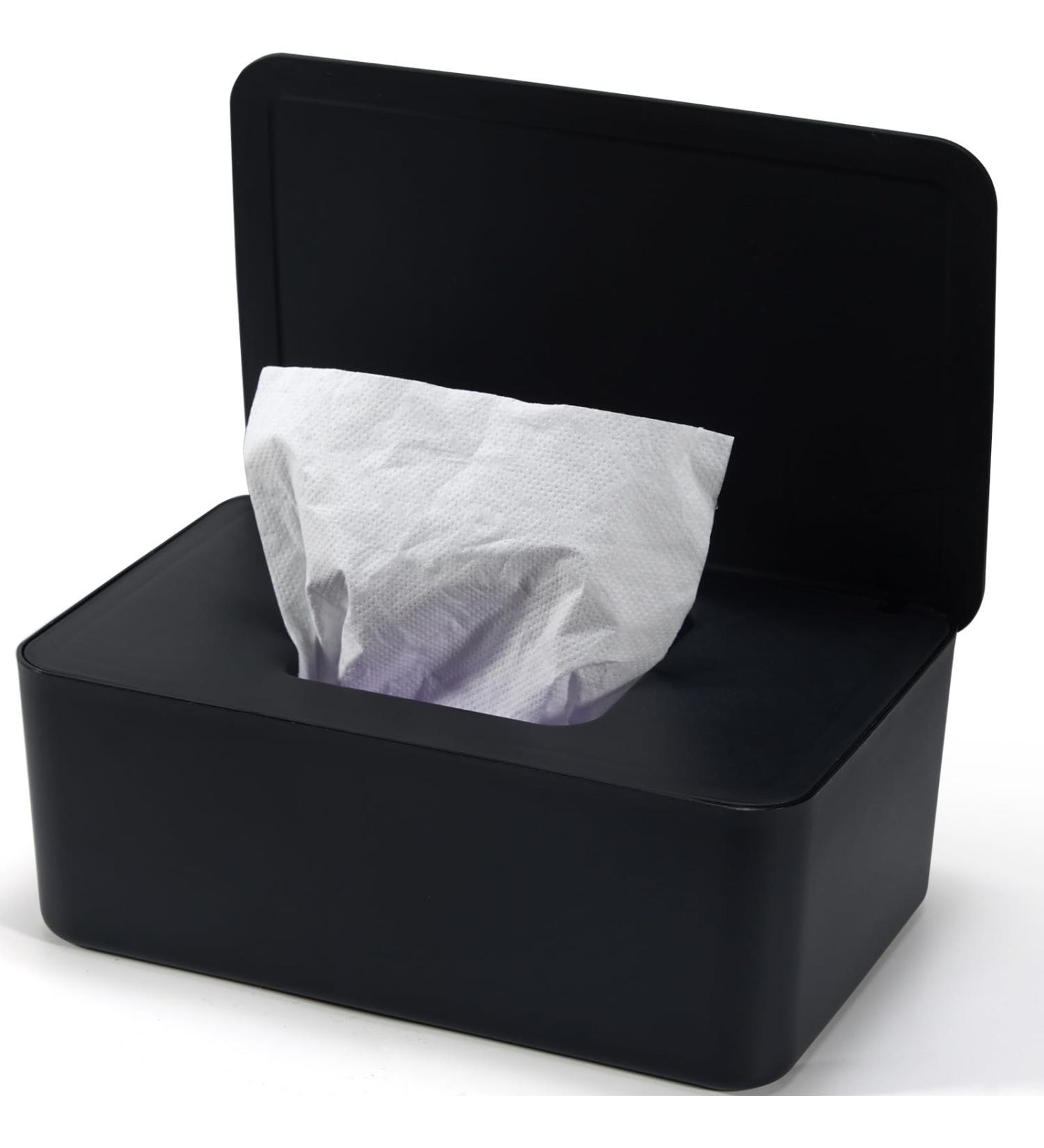Premium Black Wet Wipes Box - Organize Baby Wipes & Damp Cloths | Stylish Storage for Home & Office - Buy Online on SooperMarket.com