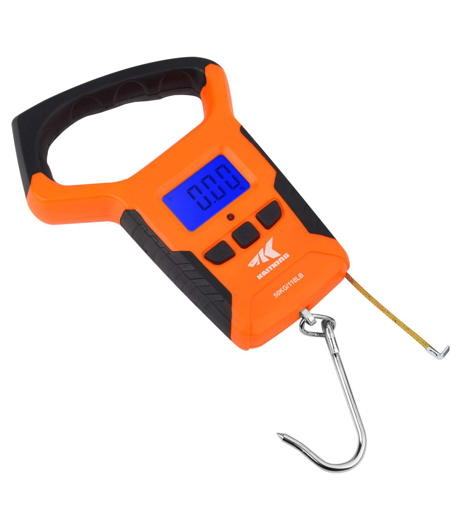 KastKing Fish Scale  Water Resistant Digital Scale with Ruler  110lb Capacity  Dual Mode  Pounds/Ounces & Kilograms  Light  Strong ABS Frame  Non-Slip Handle  Retractable 38 inch Tape Measure - Buy Online on SooperMarket.com