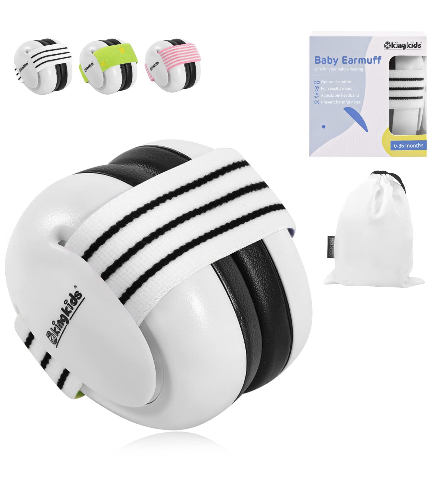 KINGKIDS Baby Ear Protection Headphones - Noise Cancelling Earmuffs for Infants & Toddlers - White & Black - Buy Online on SooperMarket.com