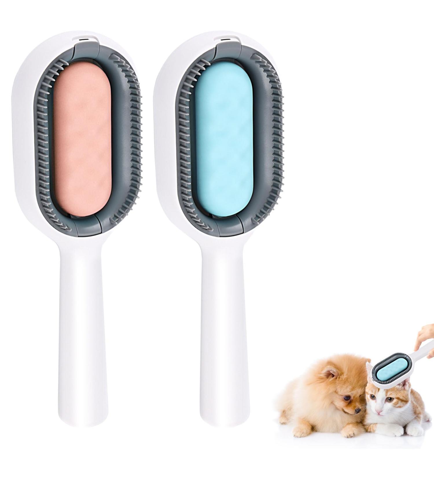 2-Piece Cat Brush Set | Portable Animal Hair Removal Brush with Water Tank | Multi-Functional Pet Cleaning Tool - Buy Online on SooperMarket.com