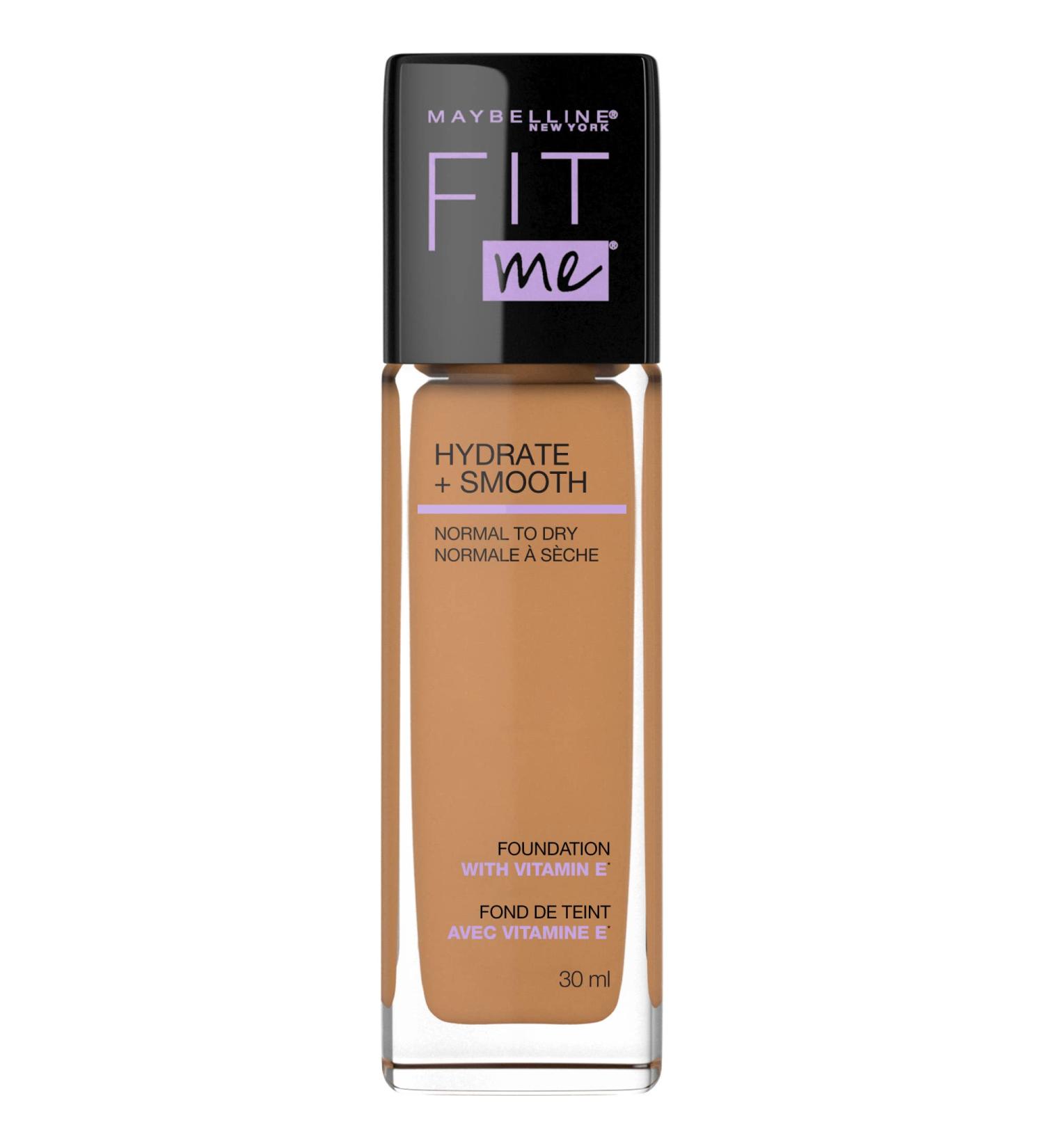 Maybelline New York Fit Me Hydrate + Smooth Foundation Natural Luminous Finish Moisturizing Medium Coverage for Normal to Dry Skin Toffee 30 ml