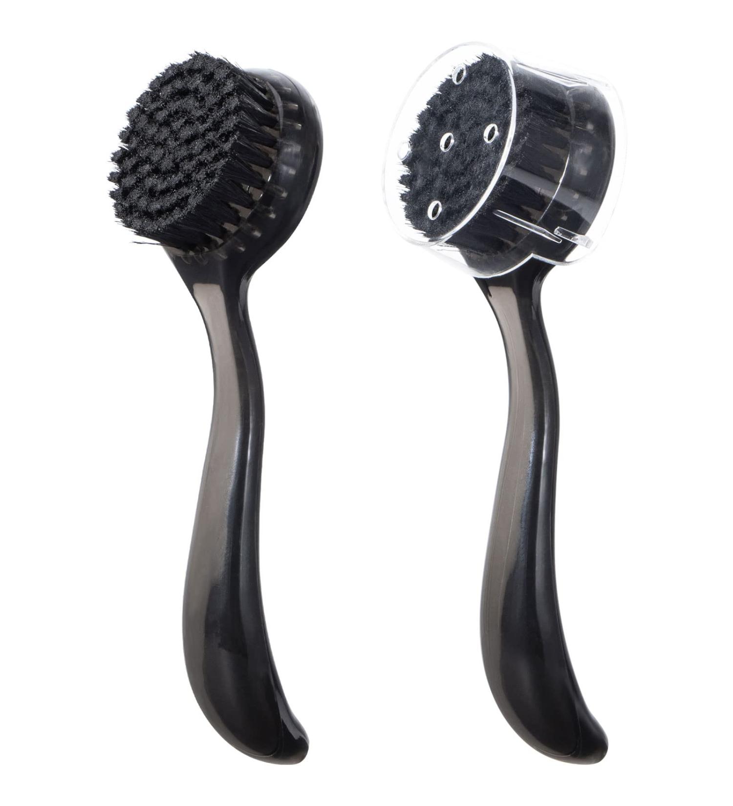 Black Charcoal Facial Cleansing Brush Set - 2Pcs Manual Face Brushes for Deep Cleansing, Exfoliating Pores, Massage, Makeup Removal and Skin Care - Buy Online on SooperMarket.com
