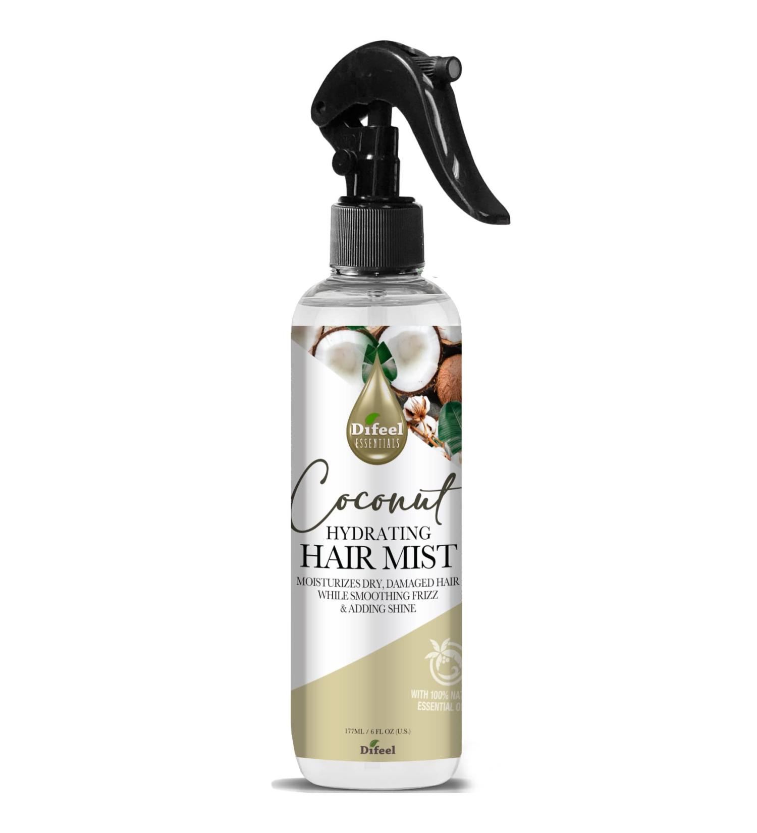 Difeel Essentials Hydrating Coconut Hair Mist 6 oz. - Nourishing Coconut Oil Spray - Buy Online on SooperMarket.com