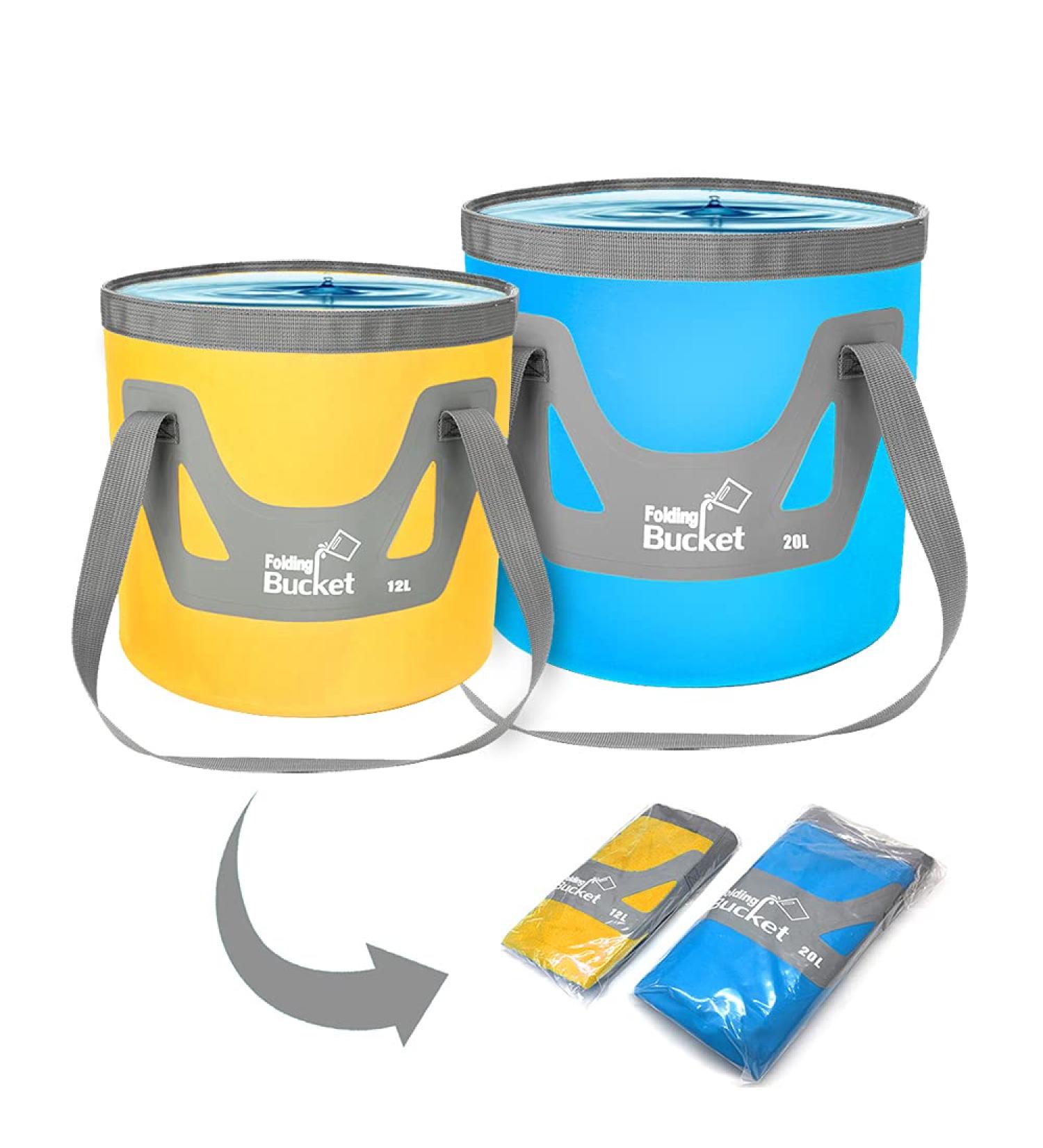 IFWELL Collapsible Bucket 5 Gallon Portable Folding Basin Pail - Blue Yellow 20L-12L - Buy Online on SooperMarket.com