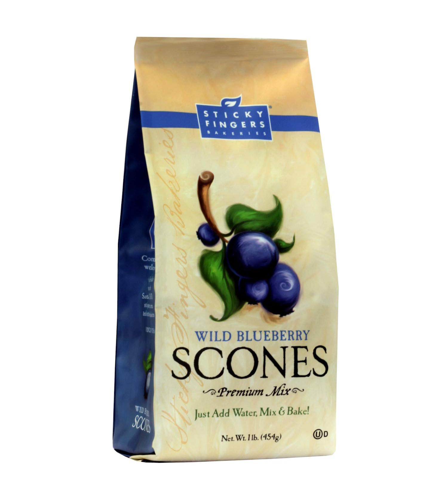 Sticky Fingers Bakeries English Scone Mix with Wild Blueberry - Easy to Make Scones, Makes 12 Fresh Baked Scones - 1 Pound Pack - Buy Online on SooperMarket.com