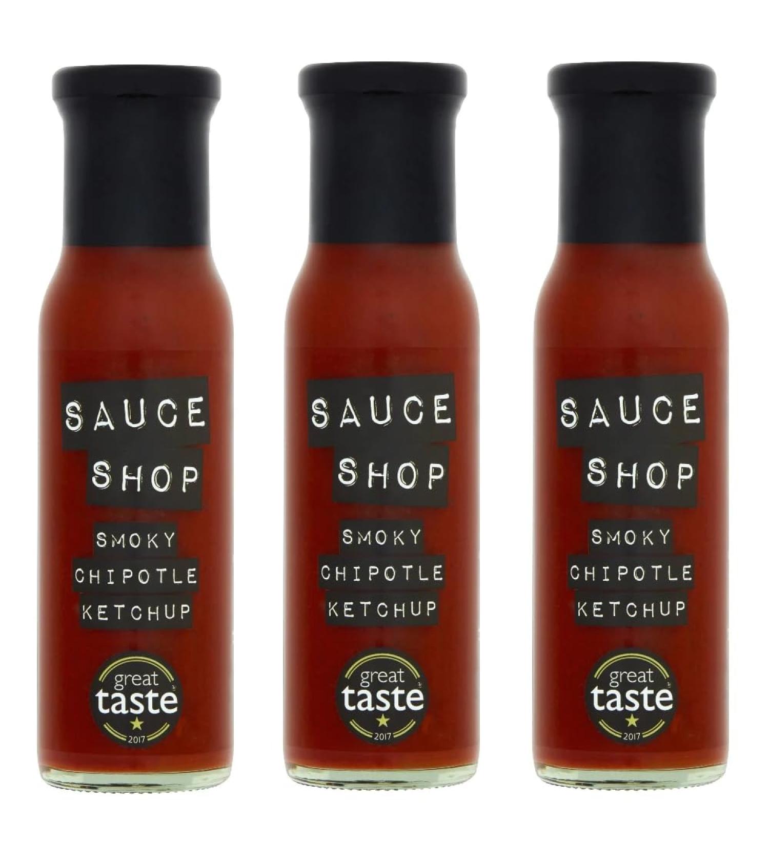 Sauce Shop - Smoky Chipotle Ketchup Pack of 3 - Award Winning - Vegan-Friendly - 3x 260g jars