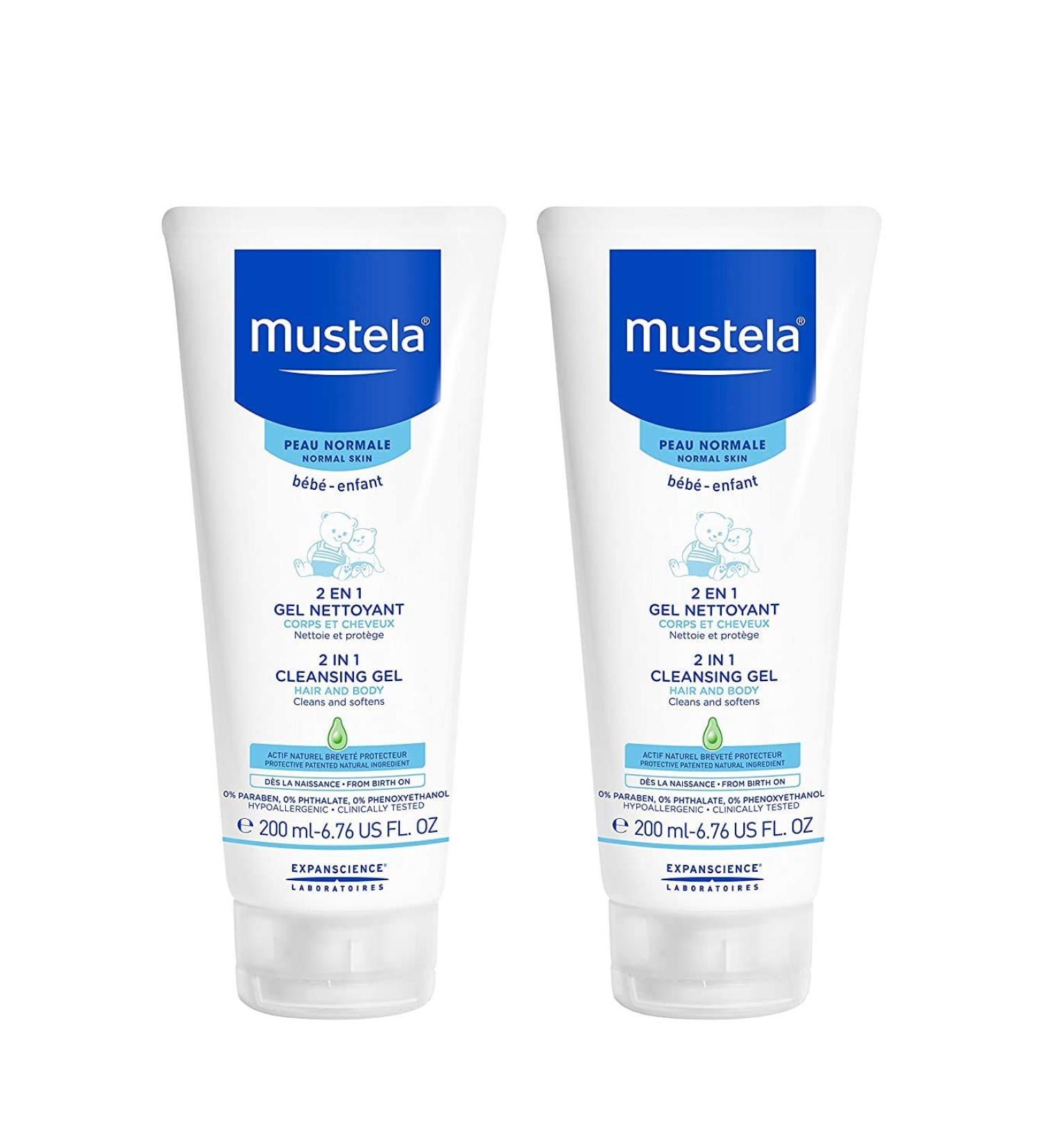 Mustela Baby 2-in-1 Cleansing Gel - Gentle Body & Hair Cleanser with Avocado - 6.76 fl. oz. - Biodegradable & Tear-Free - 1 or 2-Pack - Buy Online on SooperMarket.com