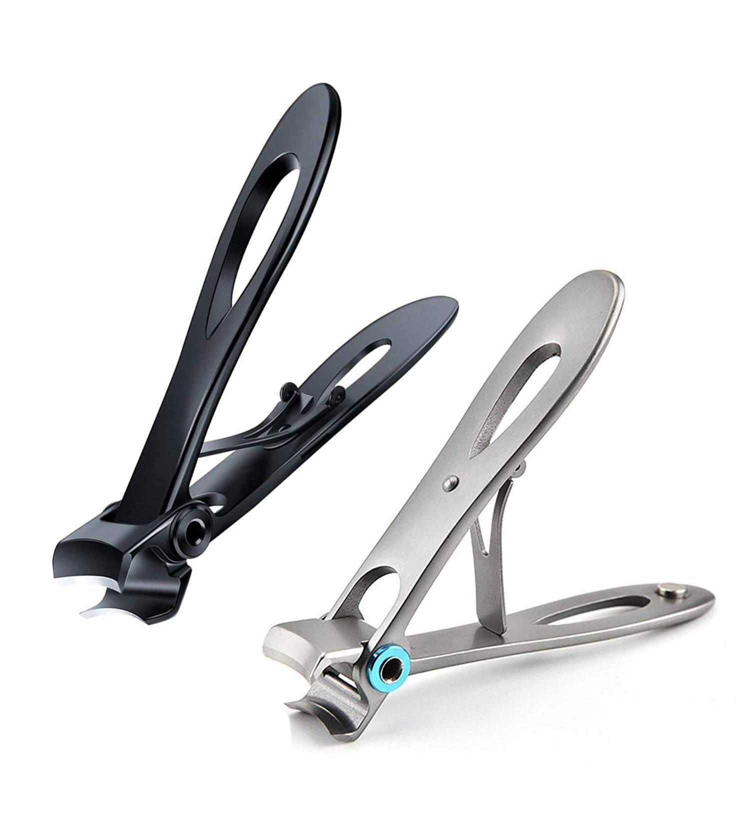 OUHUAN 2x Set Thick Toenail & Fingernail Cutter with Wide Opening Stainless Steel Silver & Black - Buy Online on SooperMarket.com