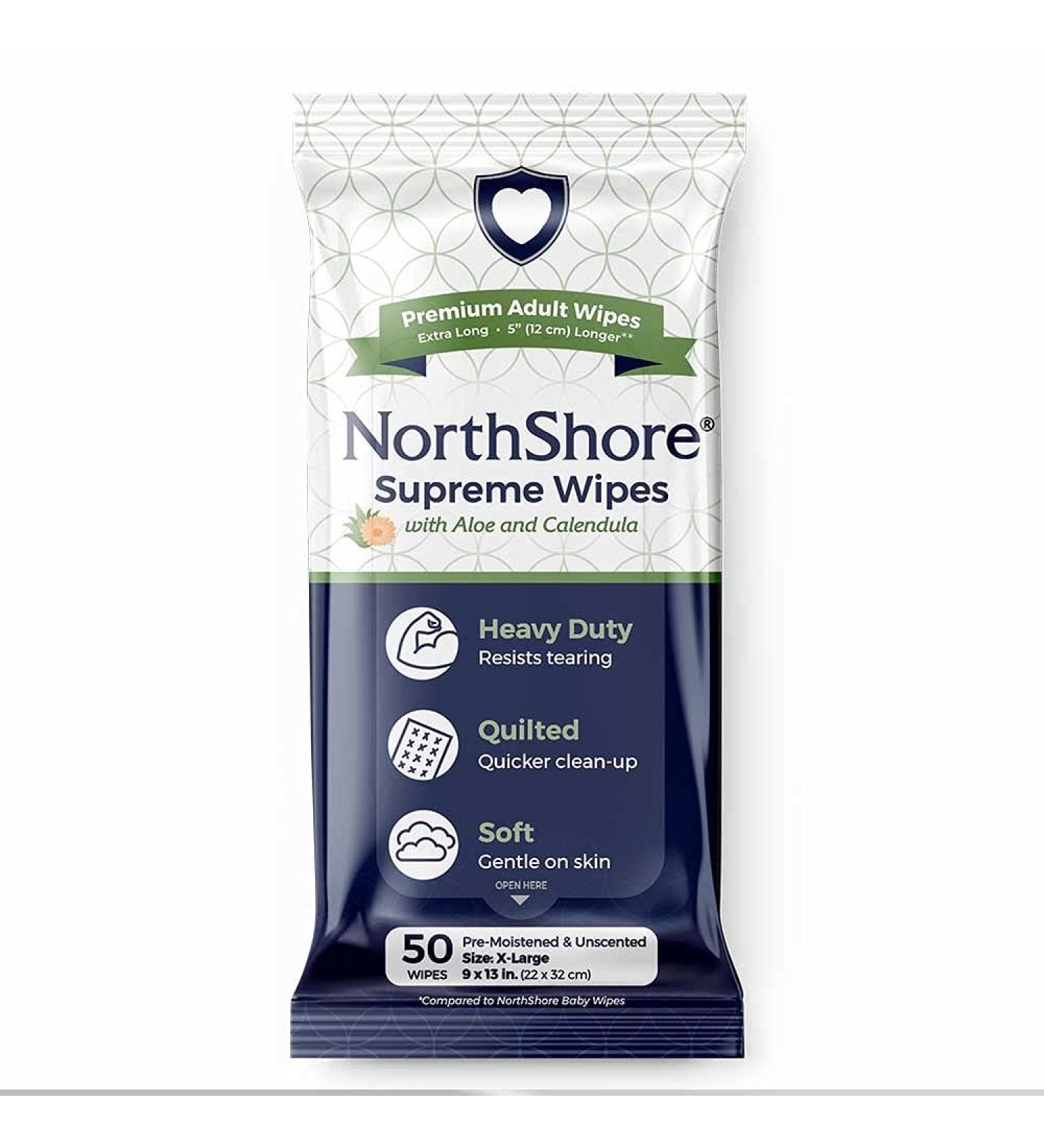 NorthShore Supreme Heavy-Duty Quilted Wipes X-Large - Case of 300 (6 packs of 50) - Buy Online on SooperMarket.com