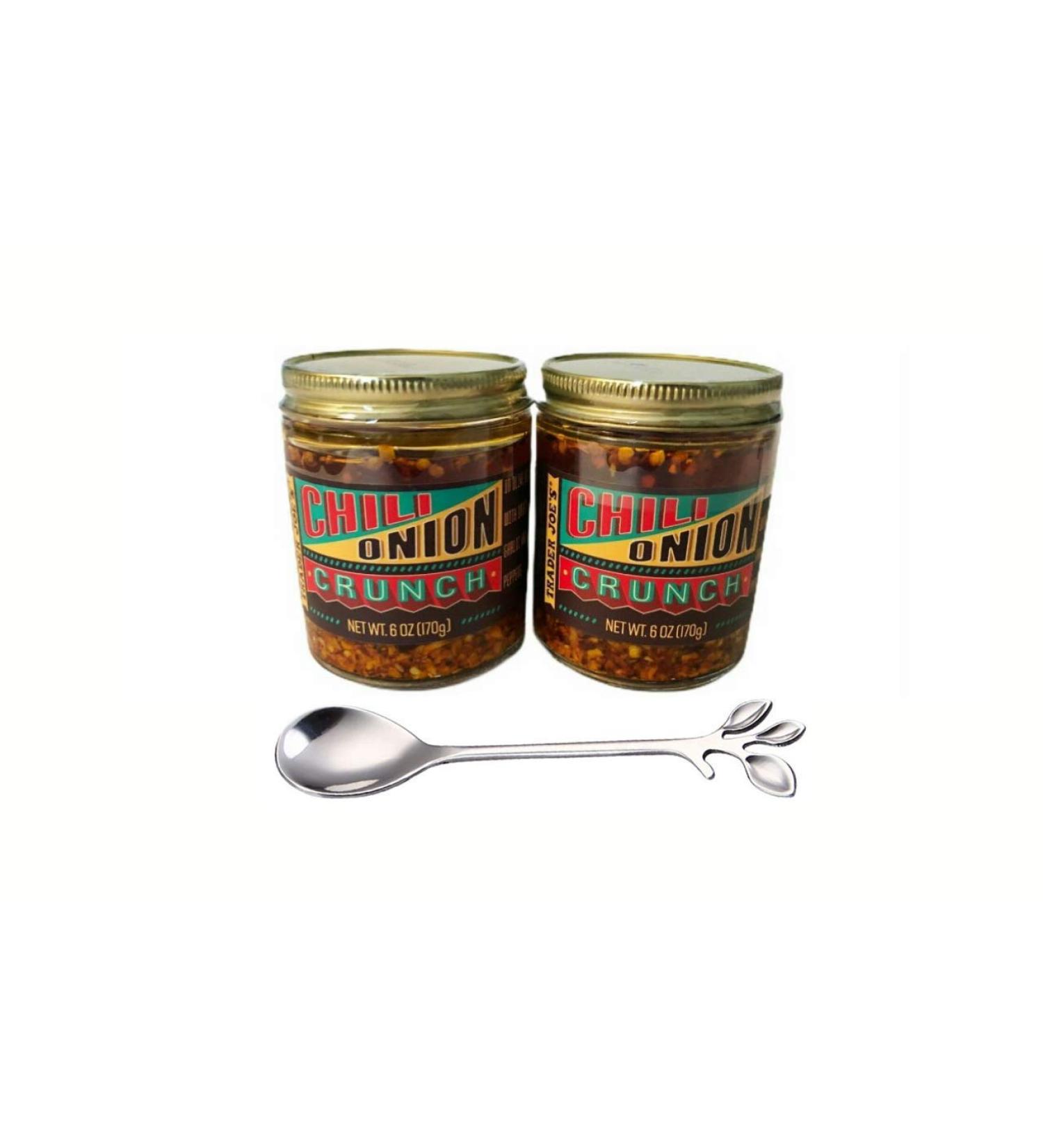 Trader Joe's Chili Onion Crunch Pack of 2 with Foliage Serving Spoon - Buy Online on SooperMarket.com