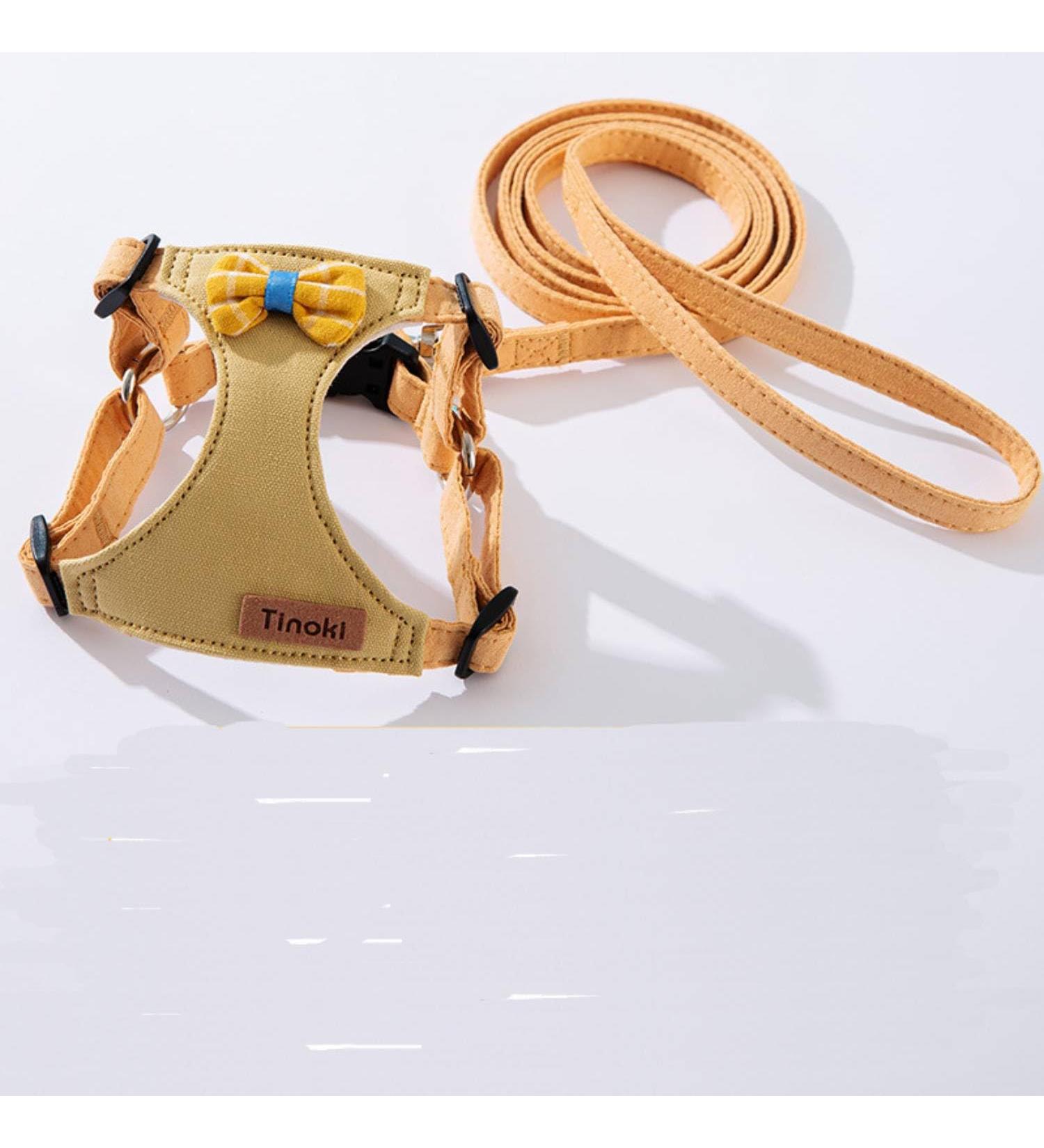 Fueegue Cat Harness with Leash Escape Proof Adjustable Soft for Cats and Dogs Puppy Harness Yellow M