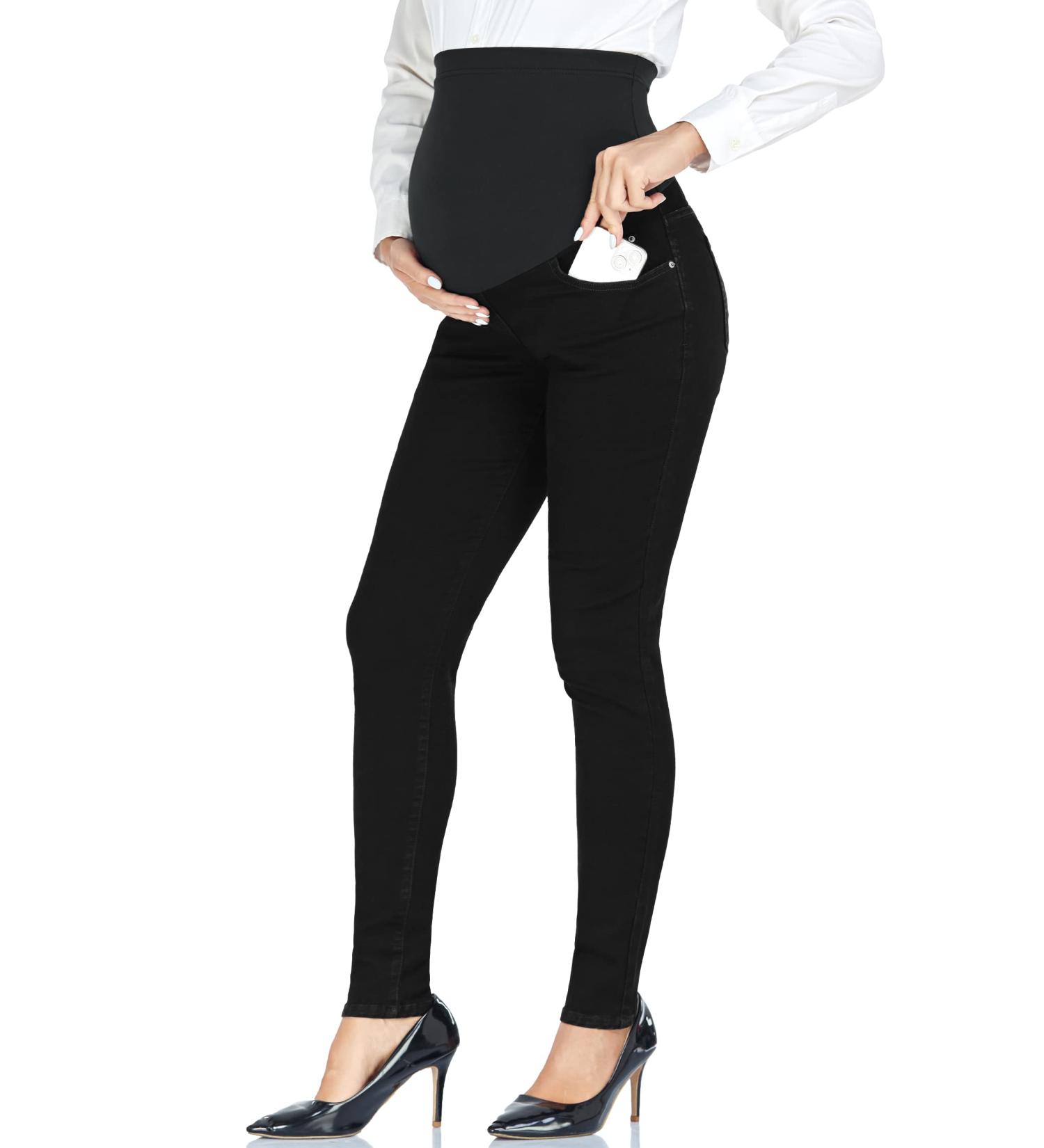 PACBREEZE Women's Maternity Jeans Over The Belly Slim Stretch High Waist Denim Pants - Black XXL - Buy Online on SooperMarket.com