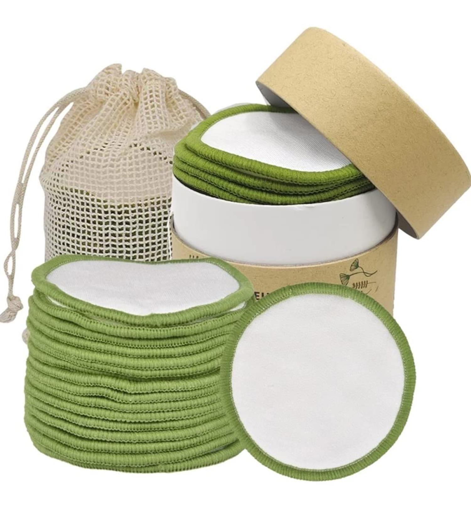 Buy Tumnea Slimming Pads - Washable & Reusable Bamboo Makeup & Cleaning Pads with Laundry Bag | 40 Pieces White & Green - Buy Online on SooperMarket.com