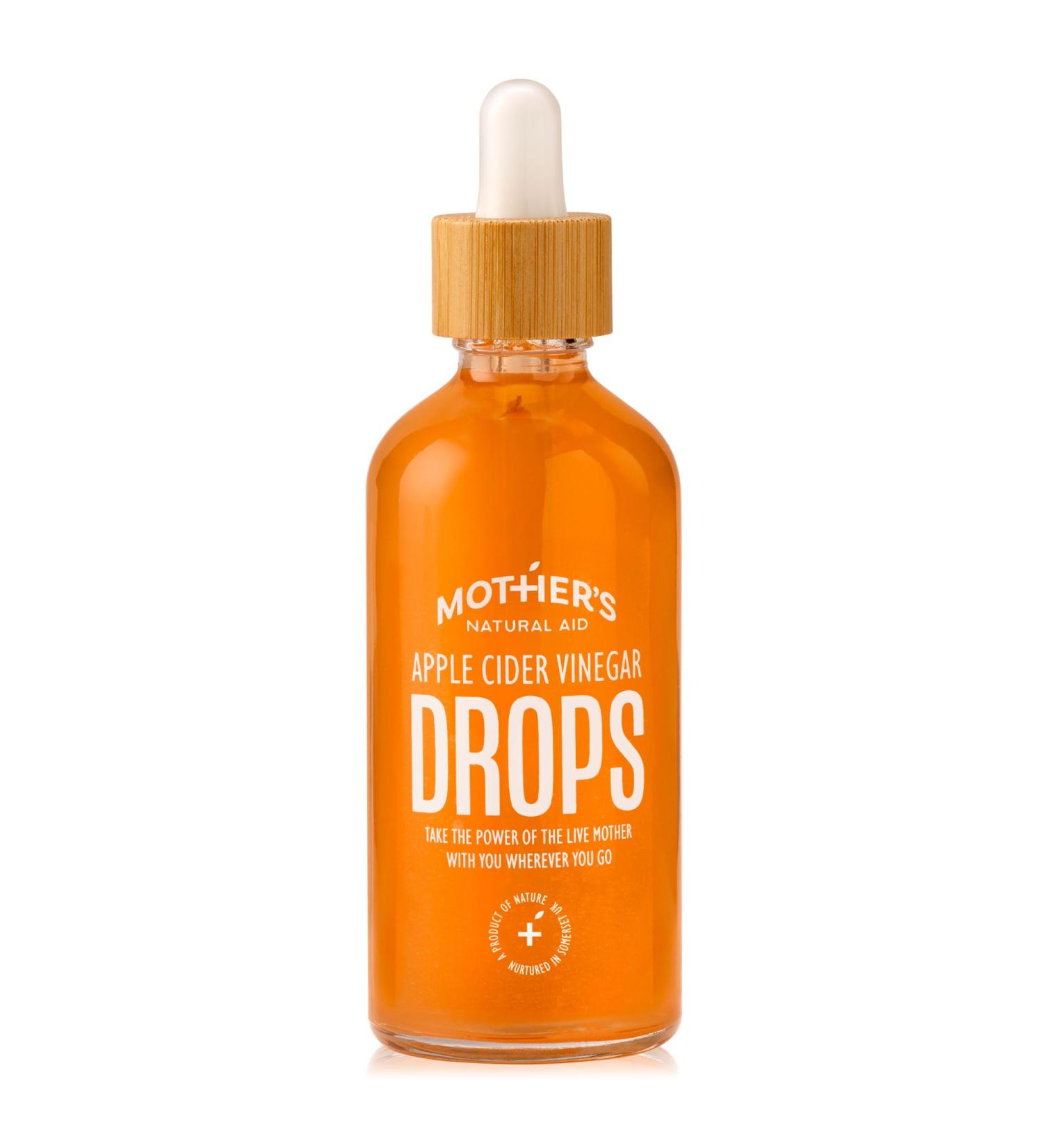 Mother's Natural Aid Apple Cider Vinegar Drops - 10 Year Aged Raw with Live Mother - 100ml Travel Size - Superior Category Vinegar - Unpasteurised & Unfiltered - Buy Online on SooperMarket.com