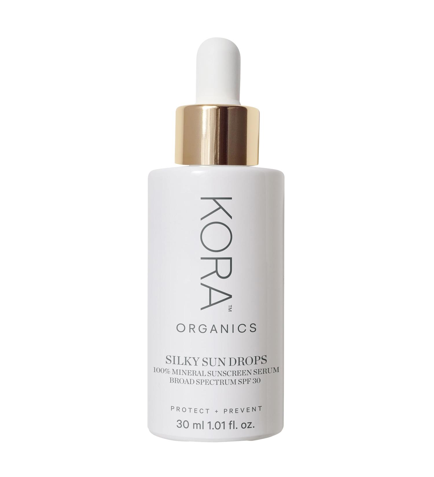 KORA Organics Silky Sun Drops SPF 30 - Mineral Sunscreen Serum for Skin Barrier Repair Certified Organic & Cruelty-Free - 1.01 oz - Buy Online on SooperMarket.com