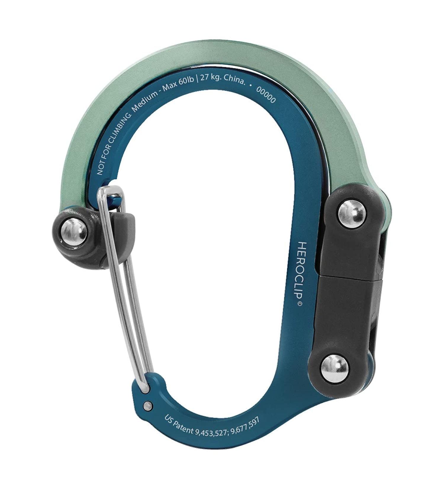 HEROCLIP Snap Hook & Hook (Medium) - Mint Teal for Camping Backpacking & Garage | International Shipping Available - Buy Online on SooperMarket.com