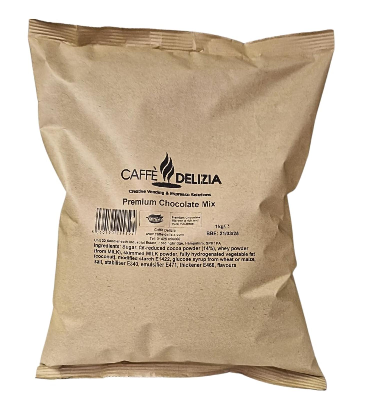 Caffe Delizia Premium Hot Chocolate 14% Cocoa - 1x1kg perfect for inside a machine or straight out of the packet