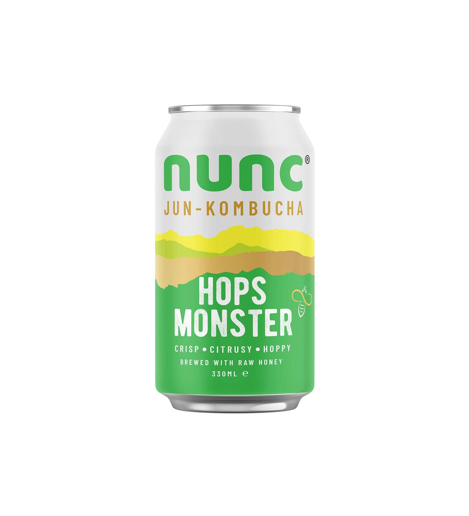 Nunc Jun-Kombucha Hops Monster (12 x 330ml) - Premium Non-Alcoholic Beer Alternative - Gut Health & Refreshing Drink - Gluten Free - Buy Online on SooperMarket.com