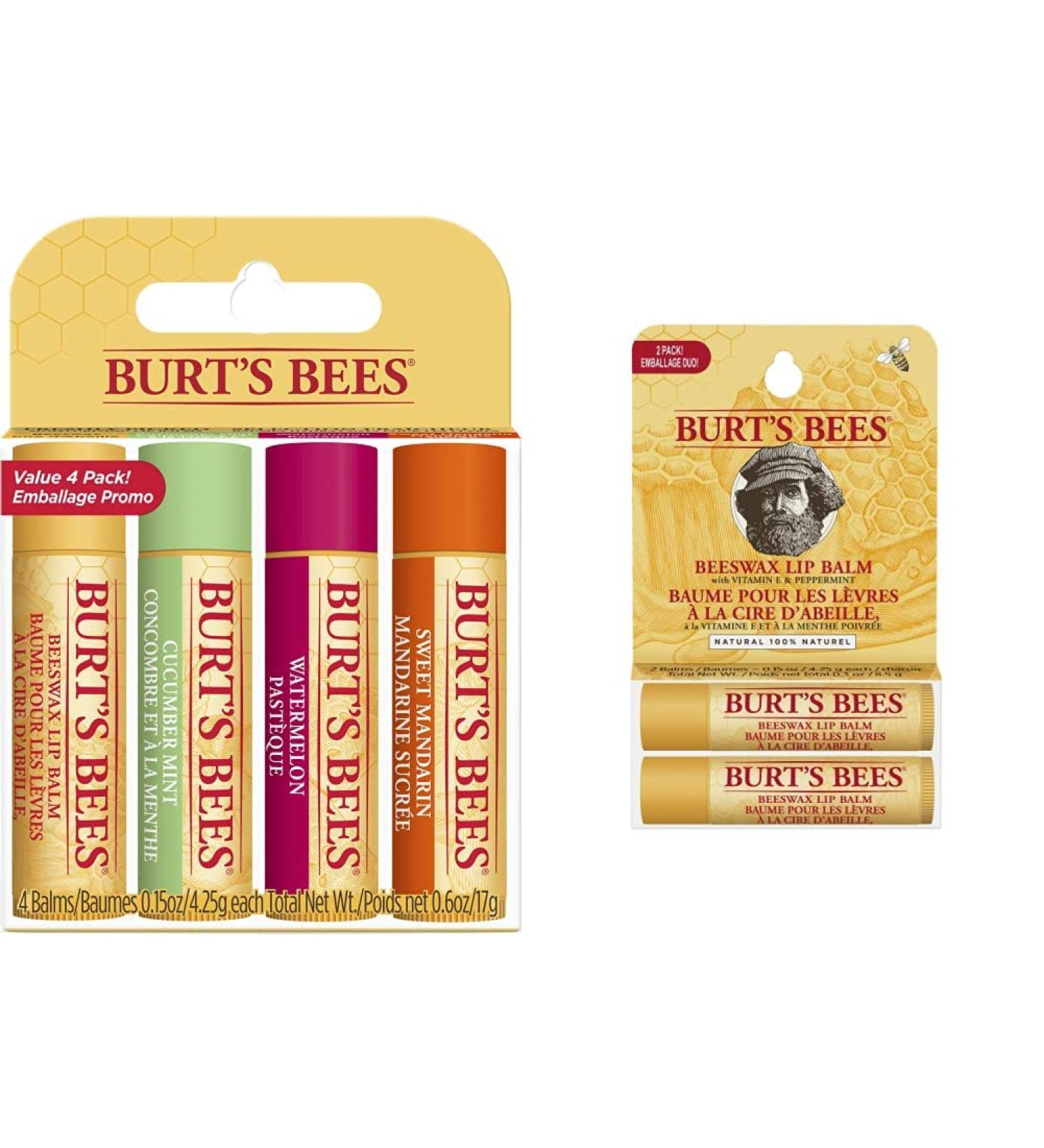Burt's Bees 100% Natural Moisturizing Lip Balm 4-Pack & 2-Pack Bundle - Soft Hydrated Lips Worldwide Shipping - Buy Online on SooperMarket.com