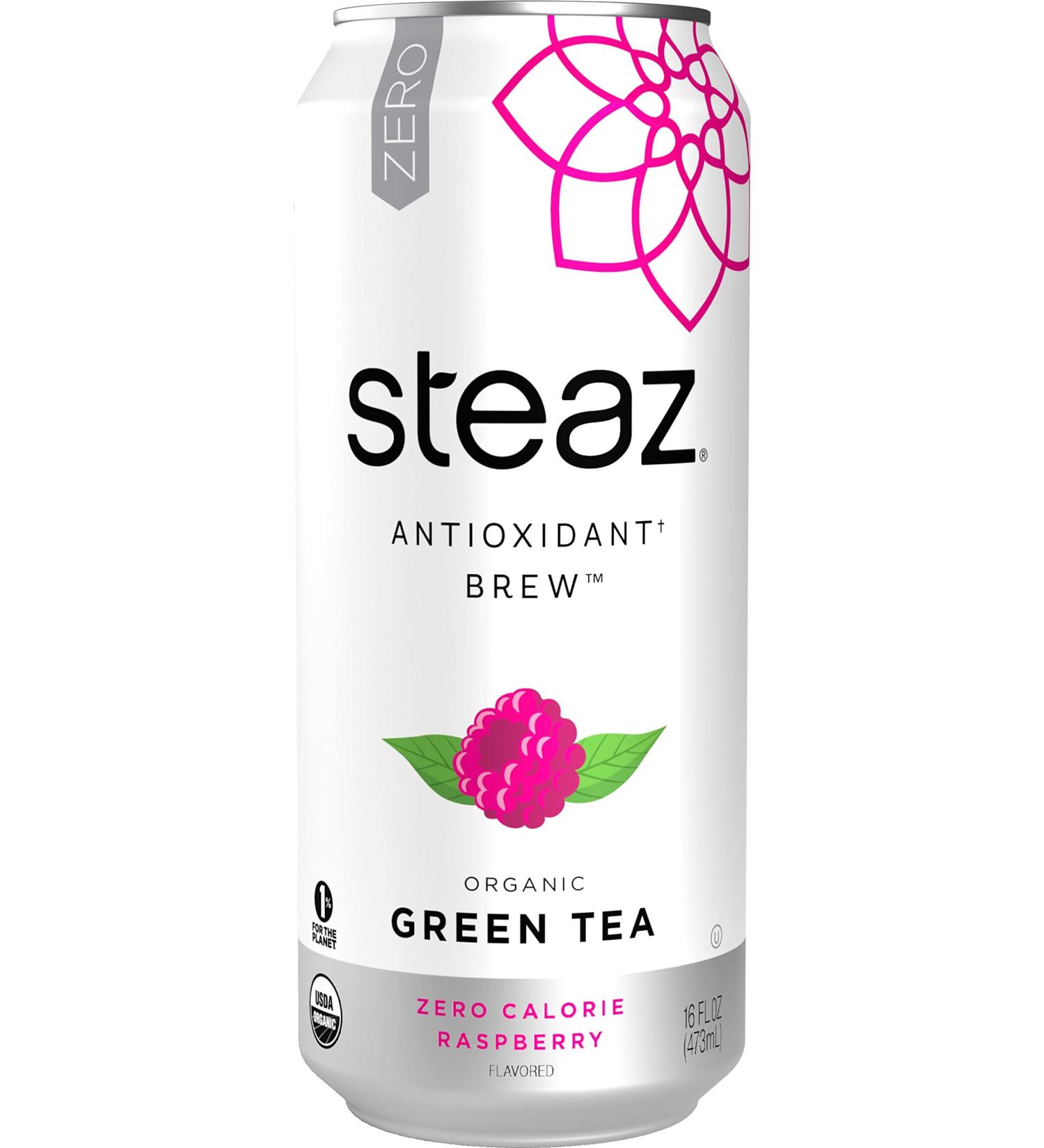 Steaz Organic Zero Calorie Raspberry Green Tea - Pack of 12 | 16 fl oz - Buy Online on SooperMarket.com
