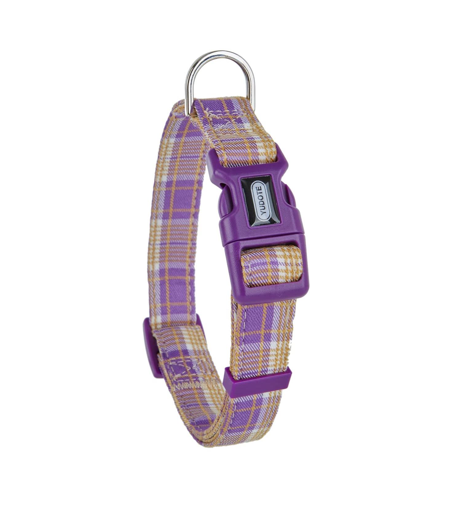 Yudote Soft Dog Collar - Checkered Violet Plaid for Small Dogs with Sensitive Skin - 1-Pack - Buy Online on SooperMarket.com